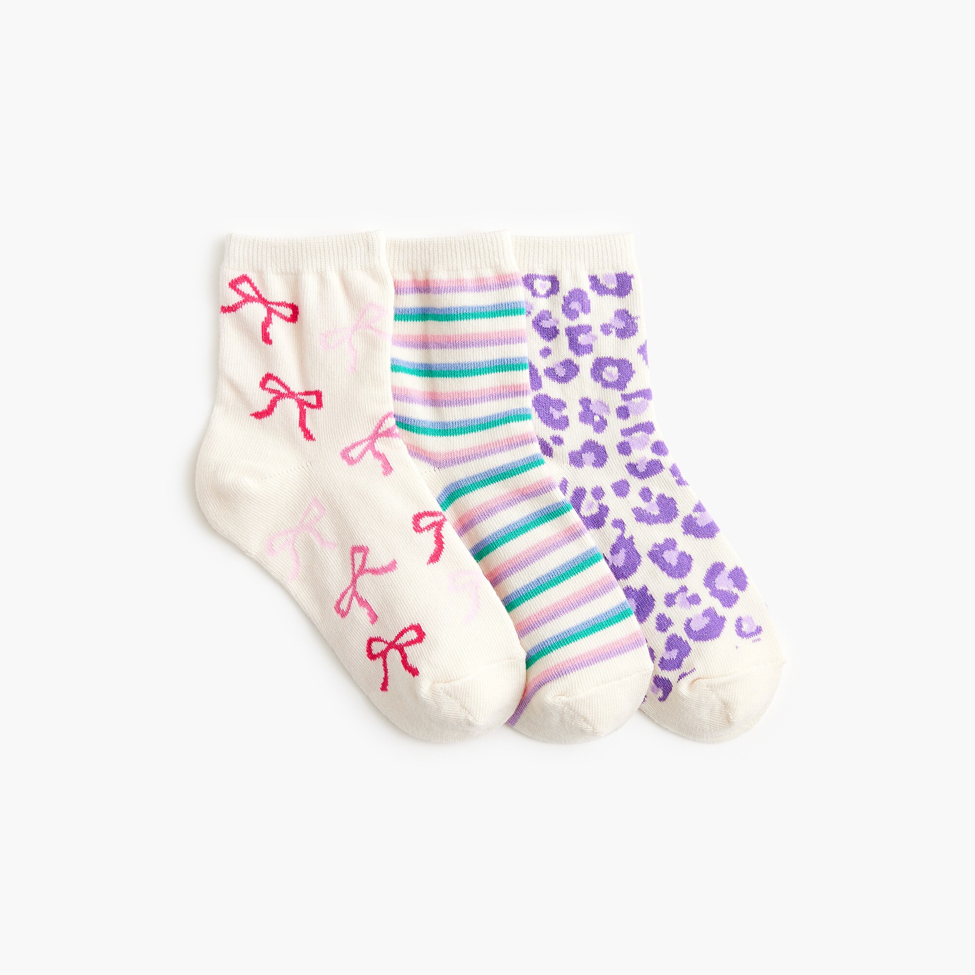 girls' bows socks pack-of-three for girls