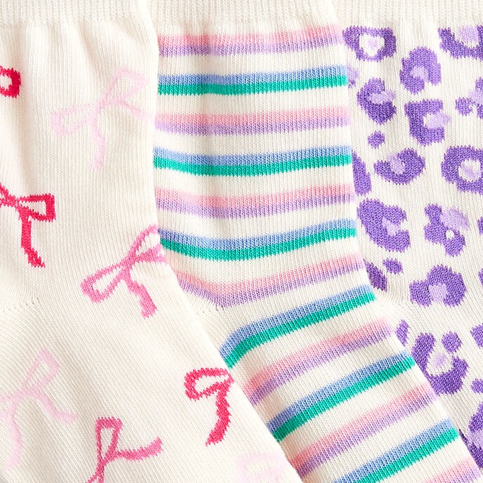 Girls' bows socks pack-of-three BOW STRIPE girls' bows socks pack-of-three for girls