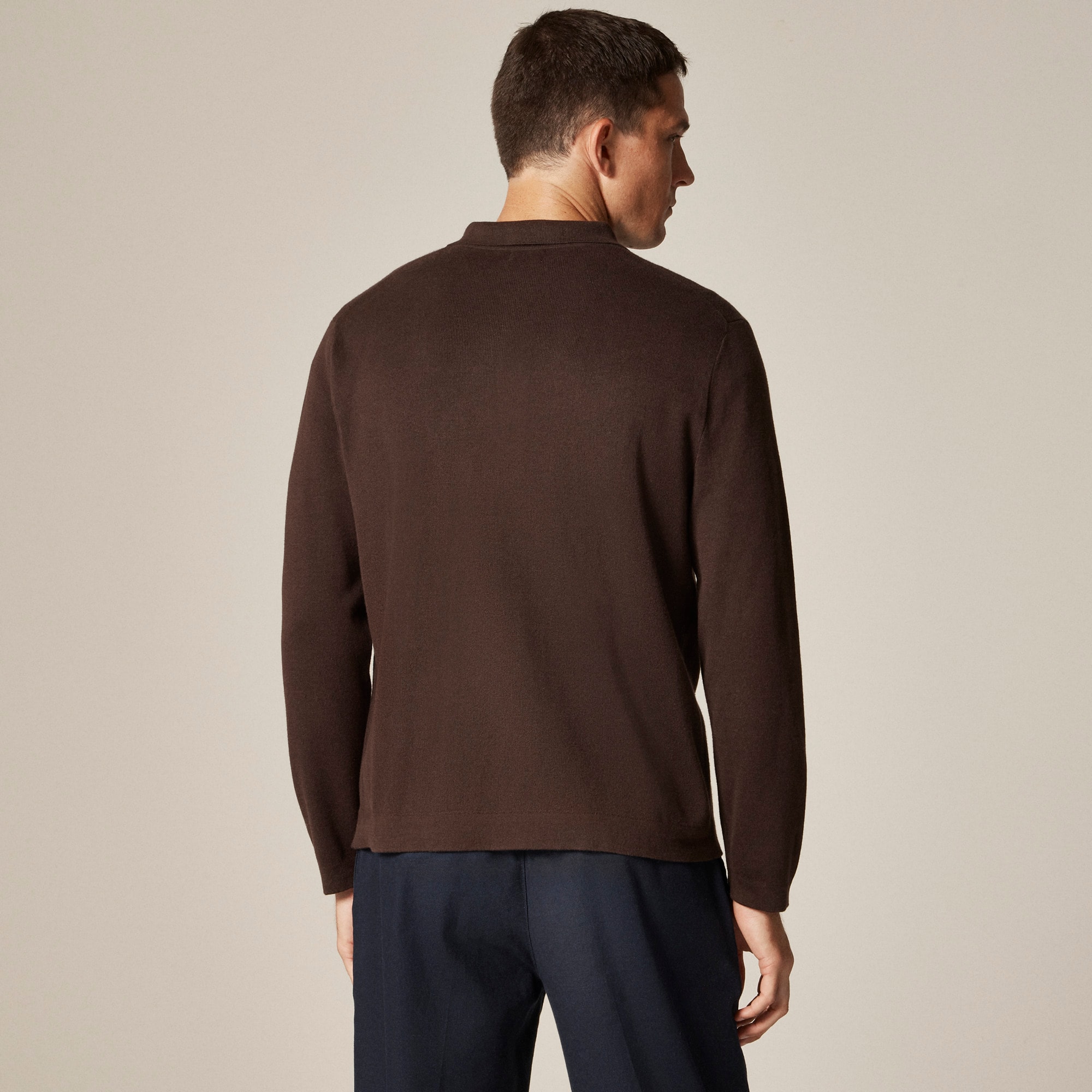 Milano-stitch polo cardigan sweater
