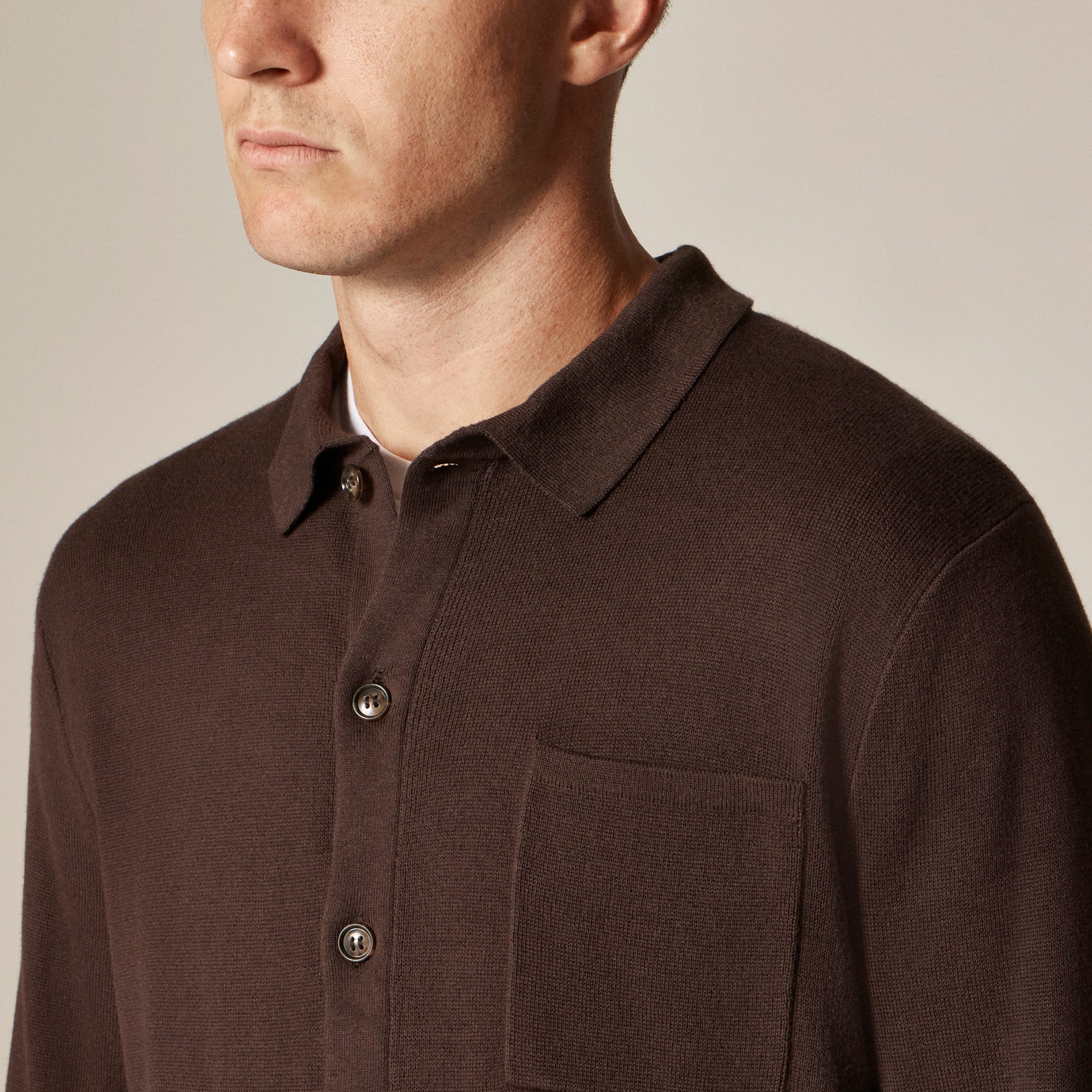 Milano-stitch polo cardigan sweater