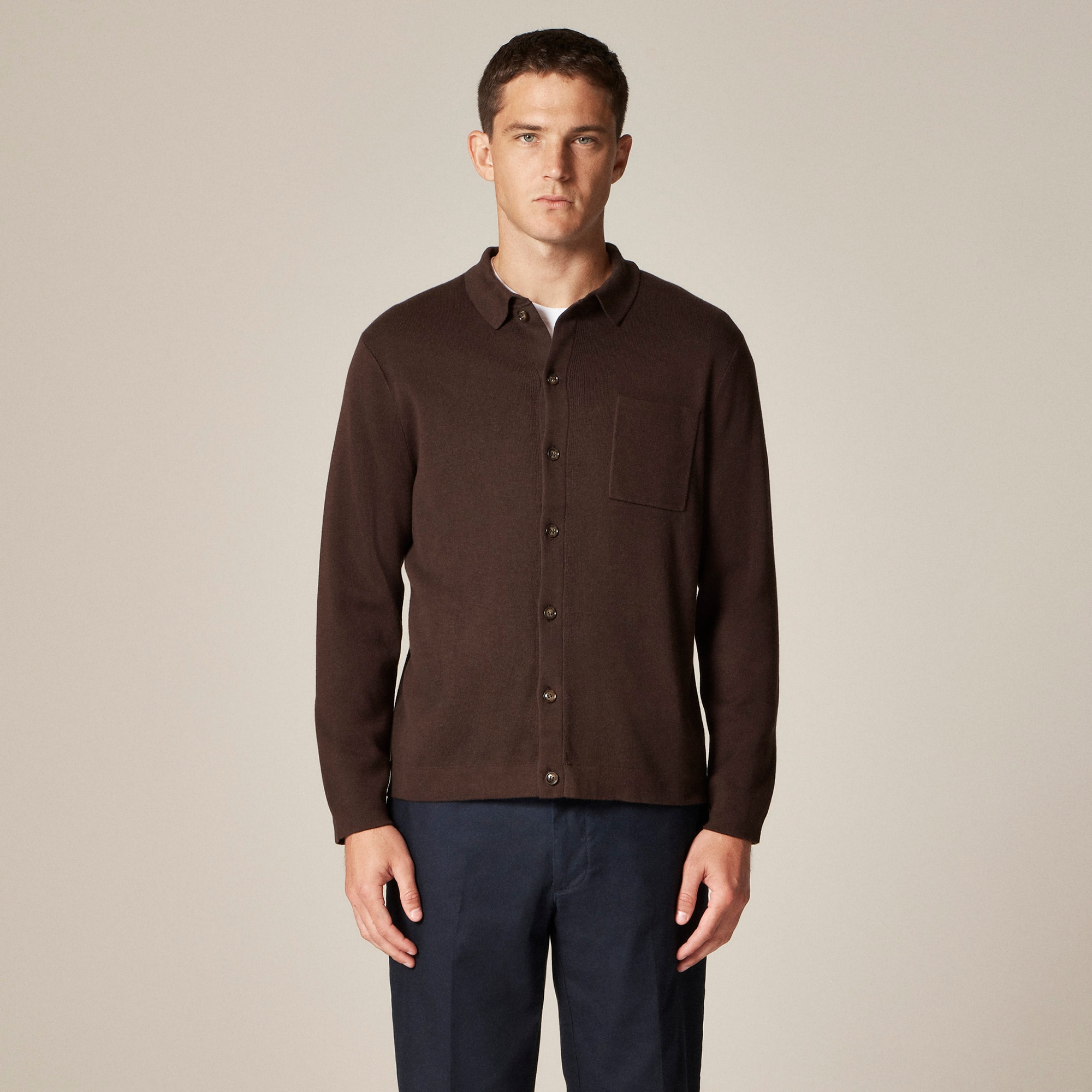  Milano-stitch polo cardigan sweater