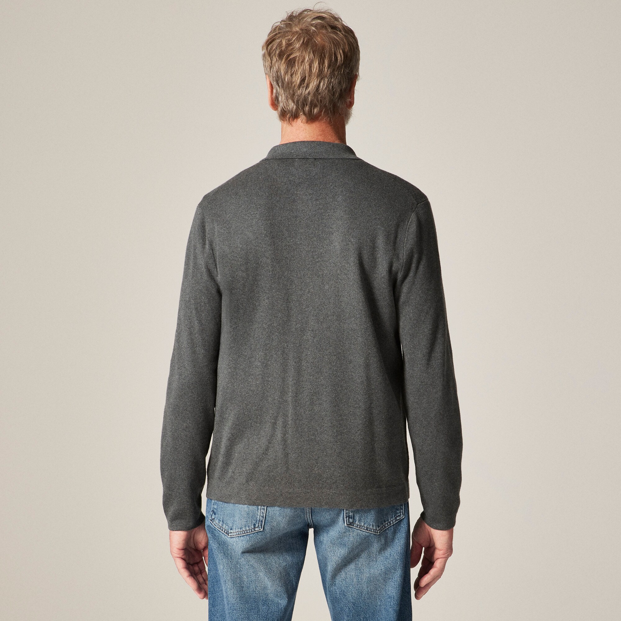 Milano-stitch polo cardigan sweater