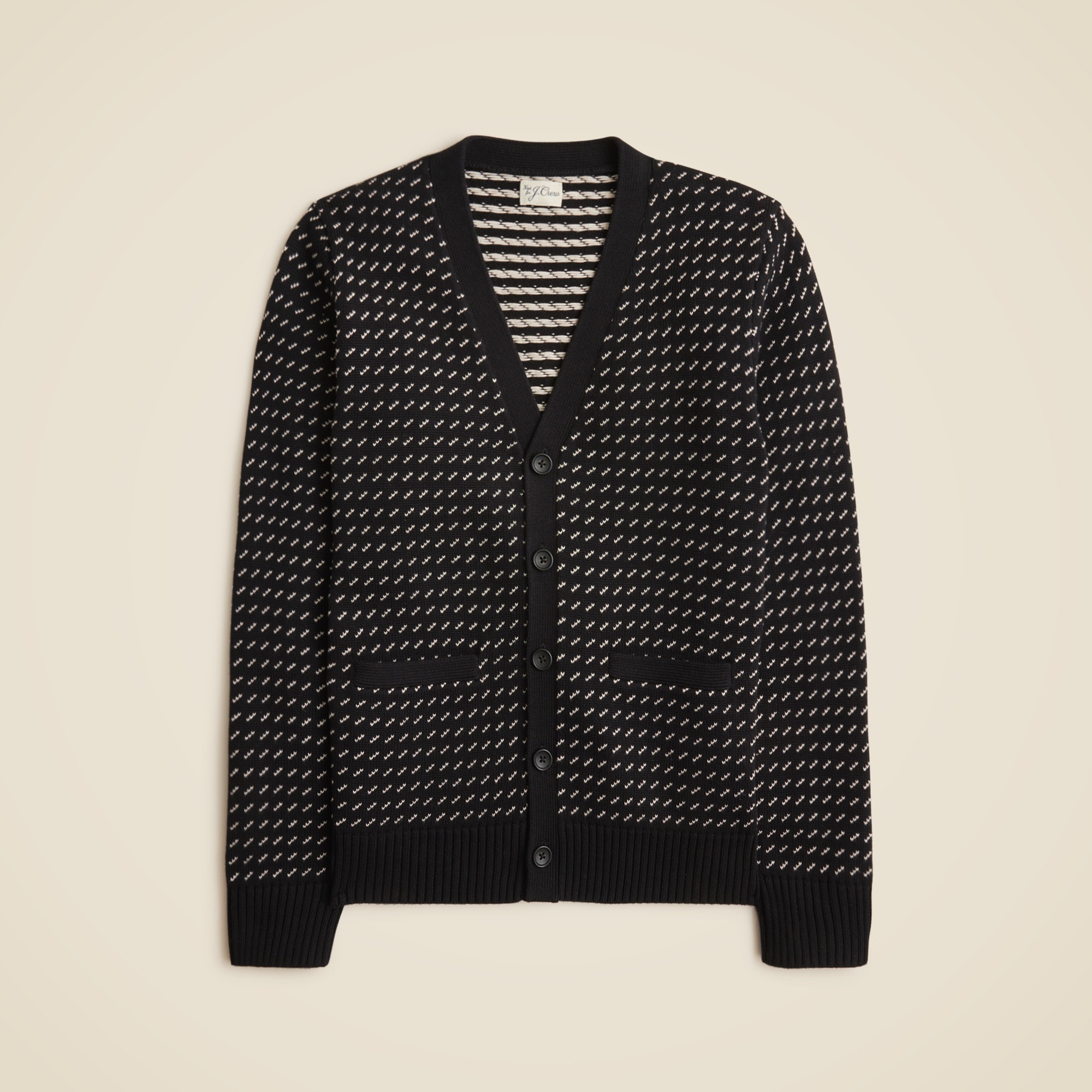 Heritage cotton V-neck cardigan in bird's eye