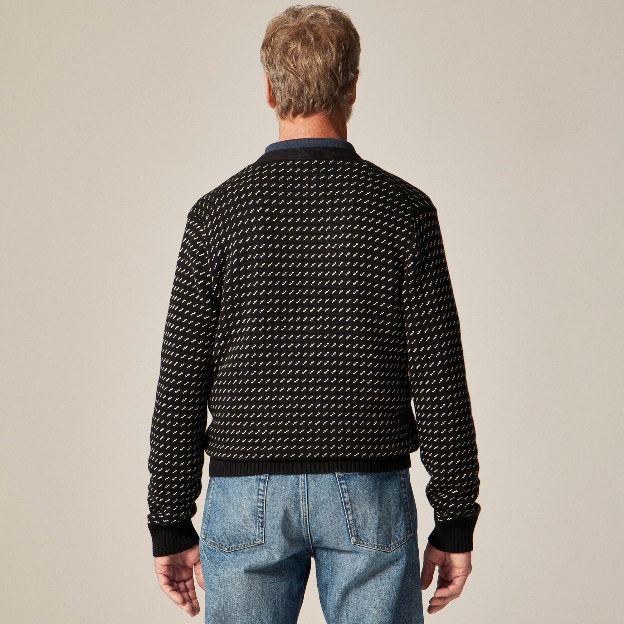 Heritage cotton V-neck cardigan in bird's eye