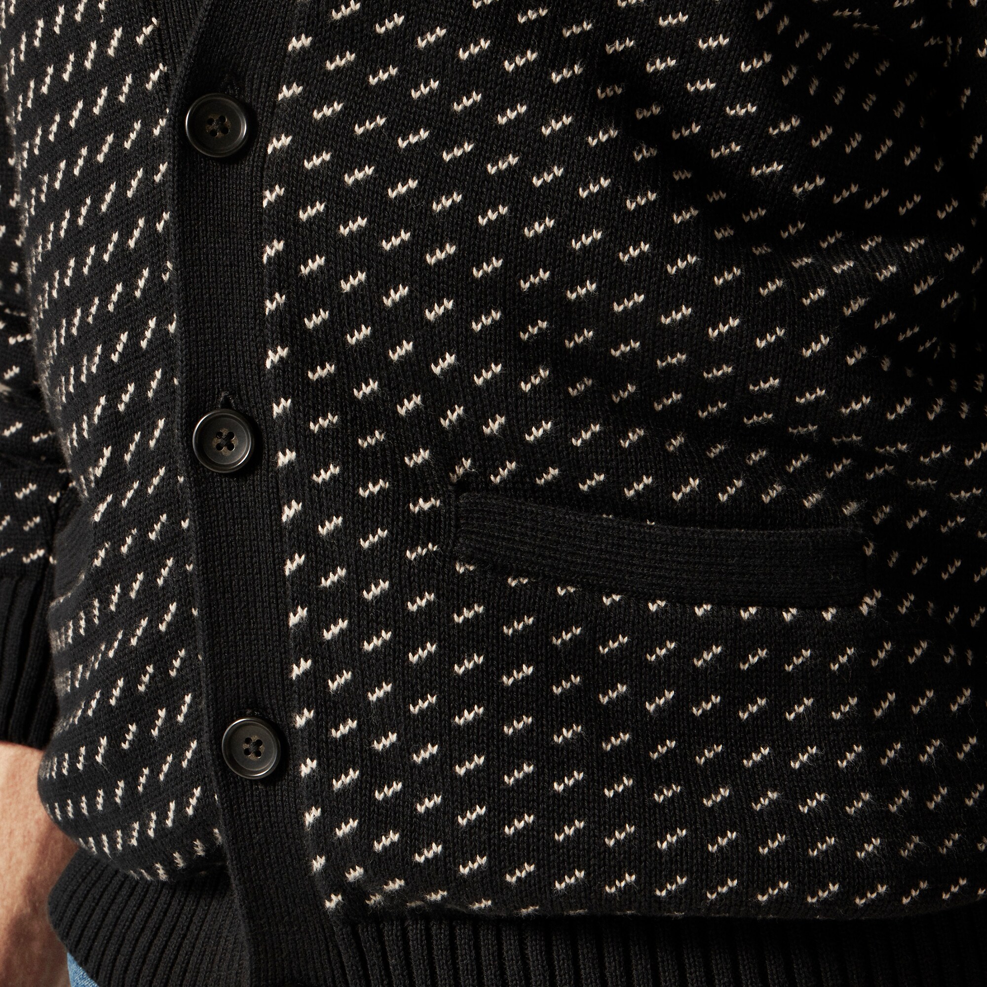 Heritage cotton V-neck cardigan in bird's eye