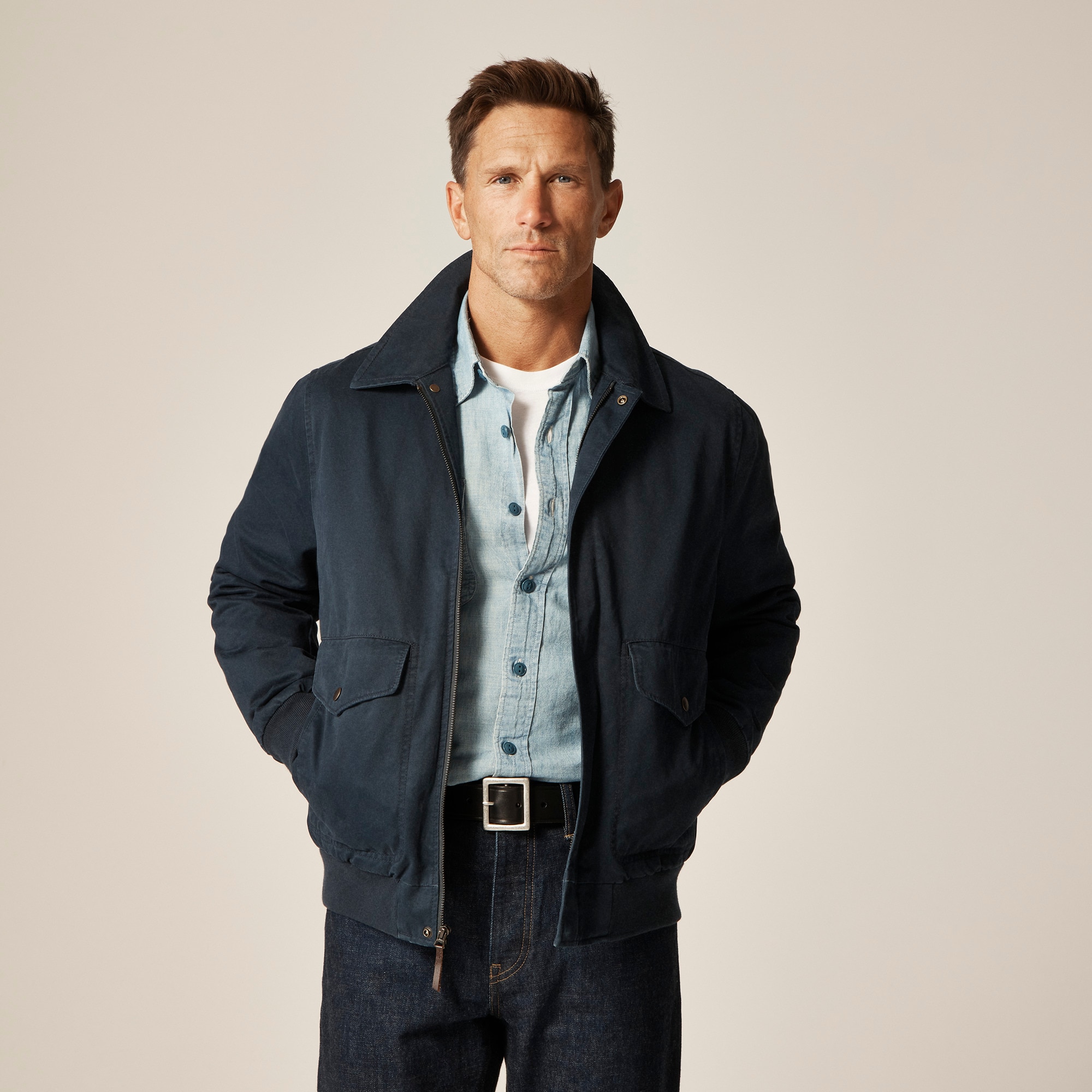 mens Wallace &amp; Barnes flight jacket in cotton chino