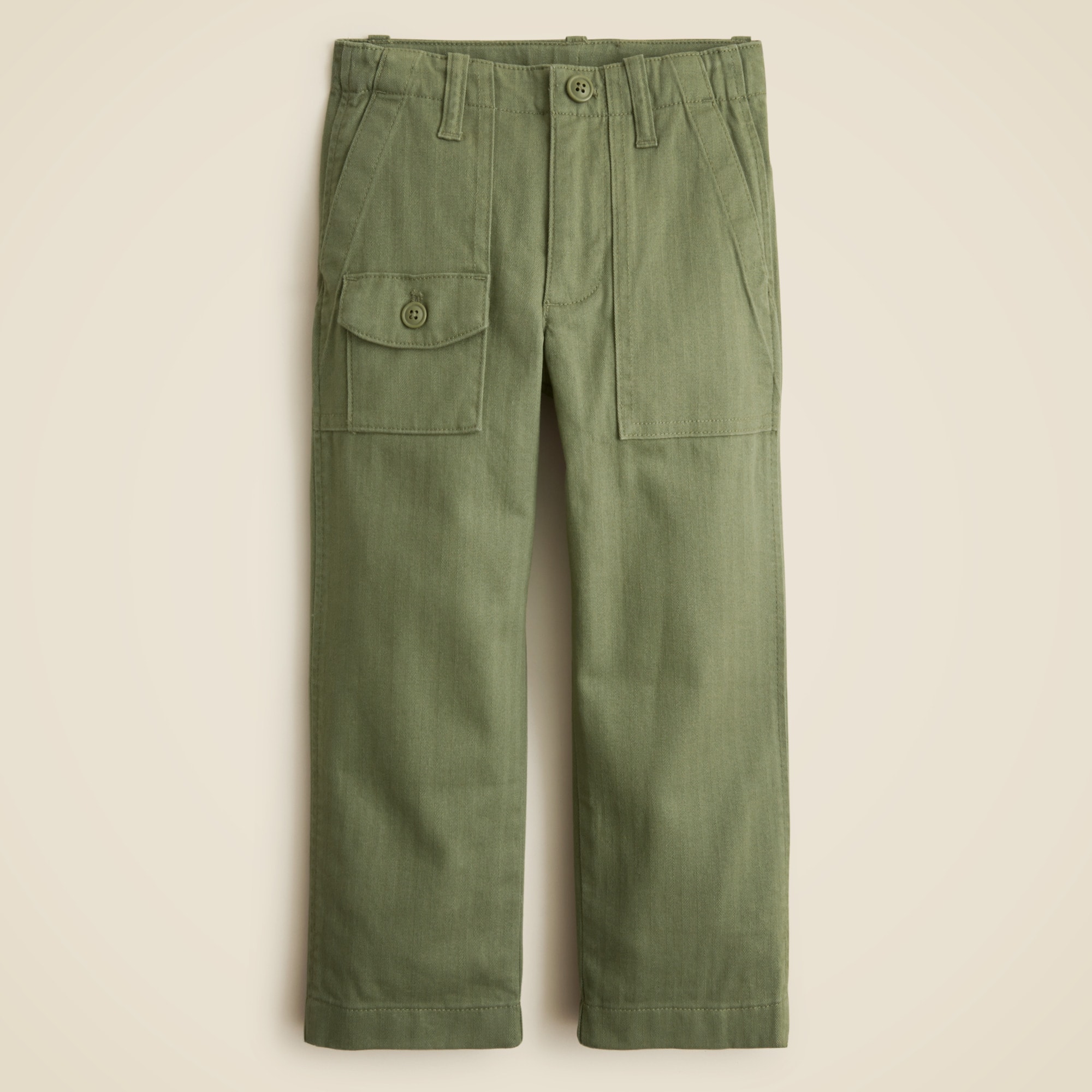 Kids' garment-dyed cargo pant in stretch herringbone