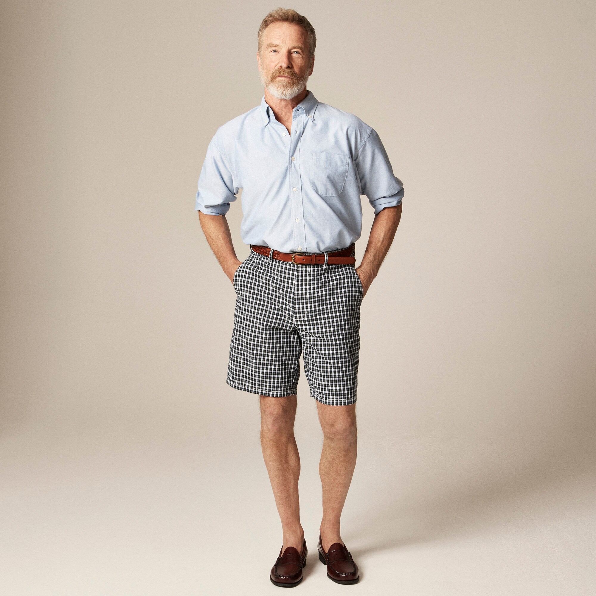 9" relaxed cotton short in seersucker plaid