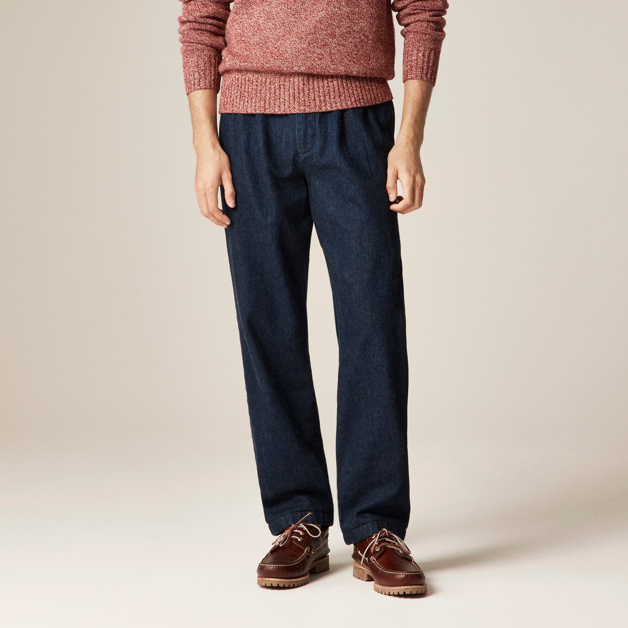  Classic double-pleated indigo-dyed denim pant