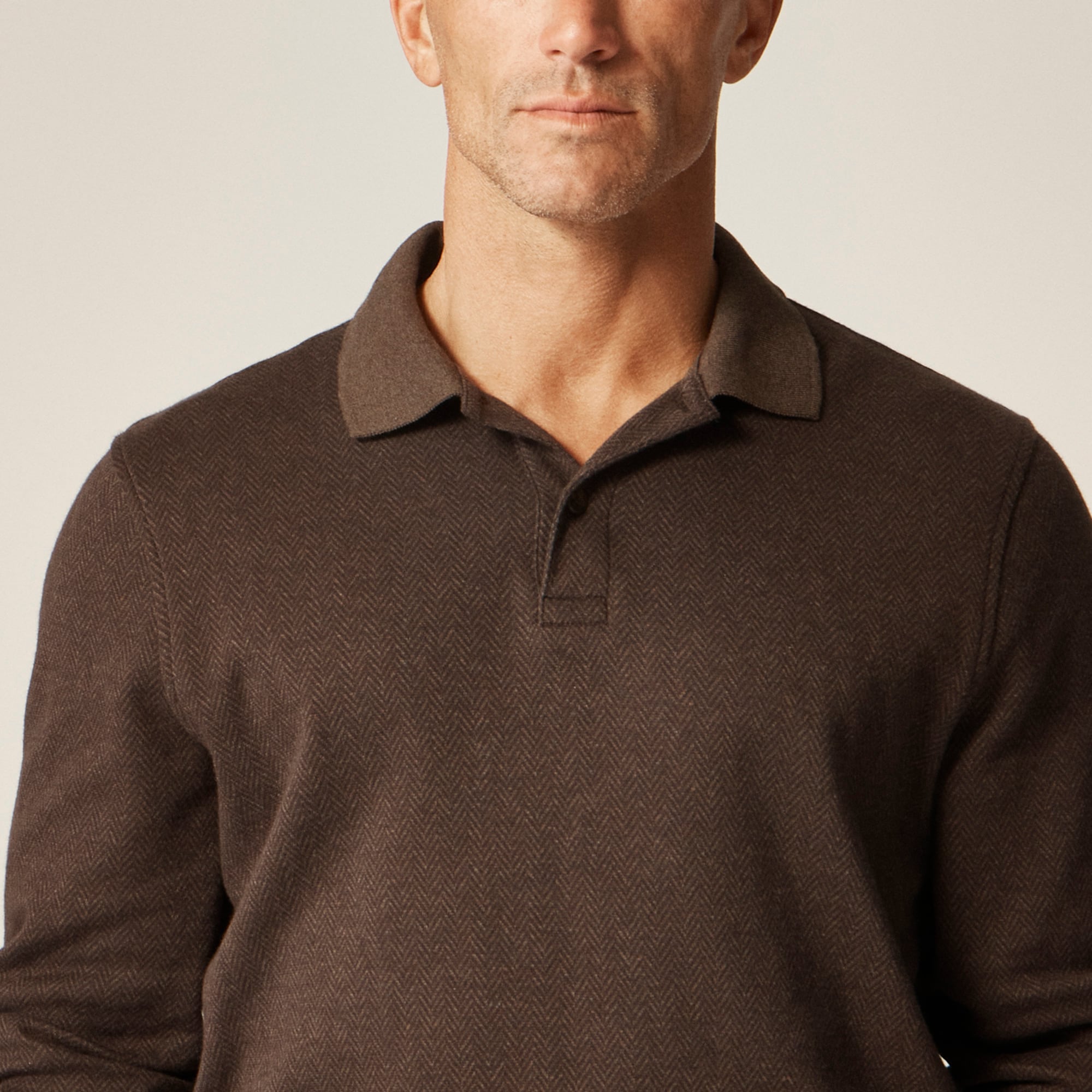 Long-sleeve polo shirt in double-knit jacquard