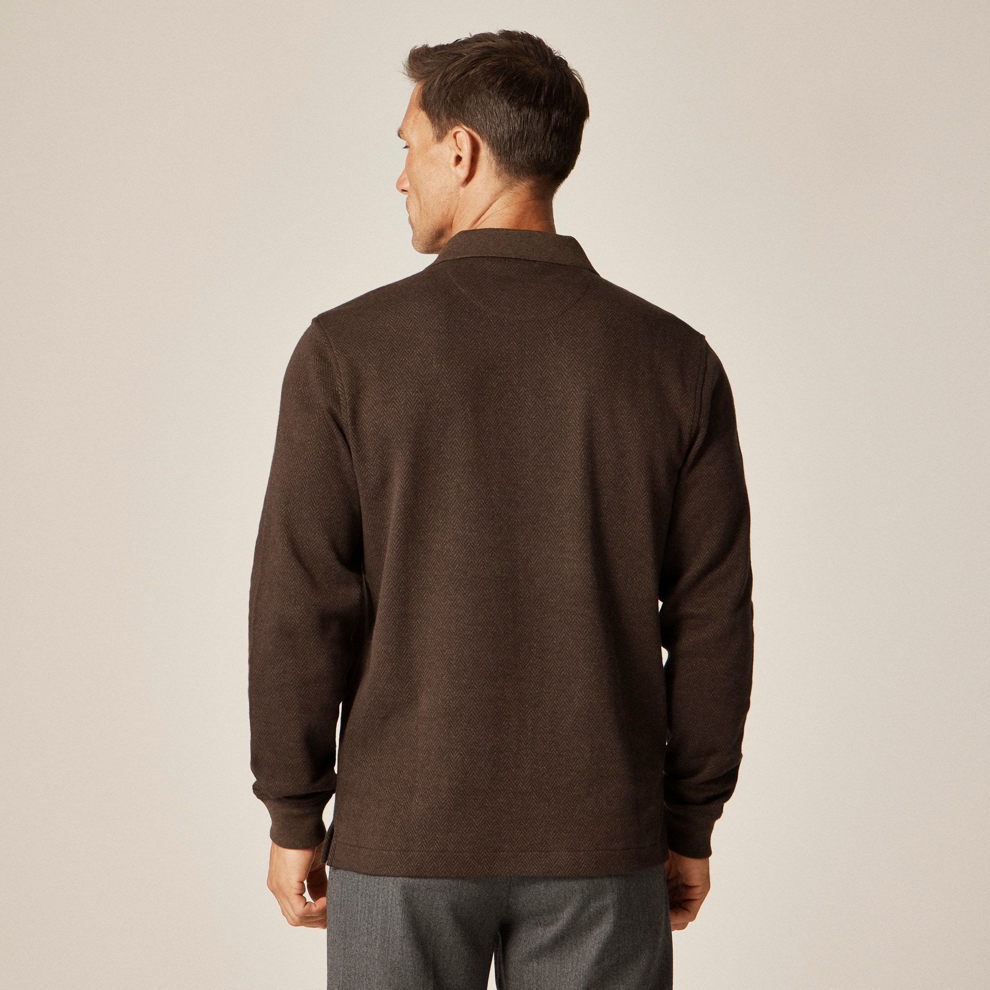 Long-sleeve polo shirt in double-knit jacquard