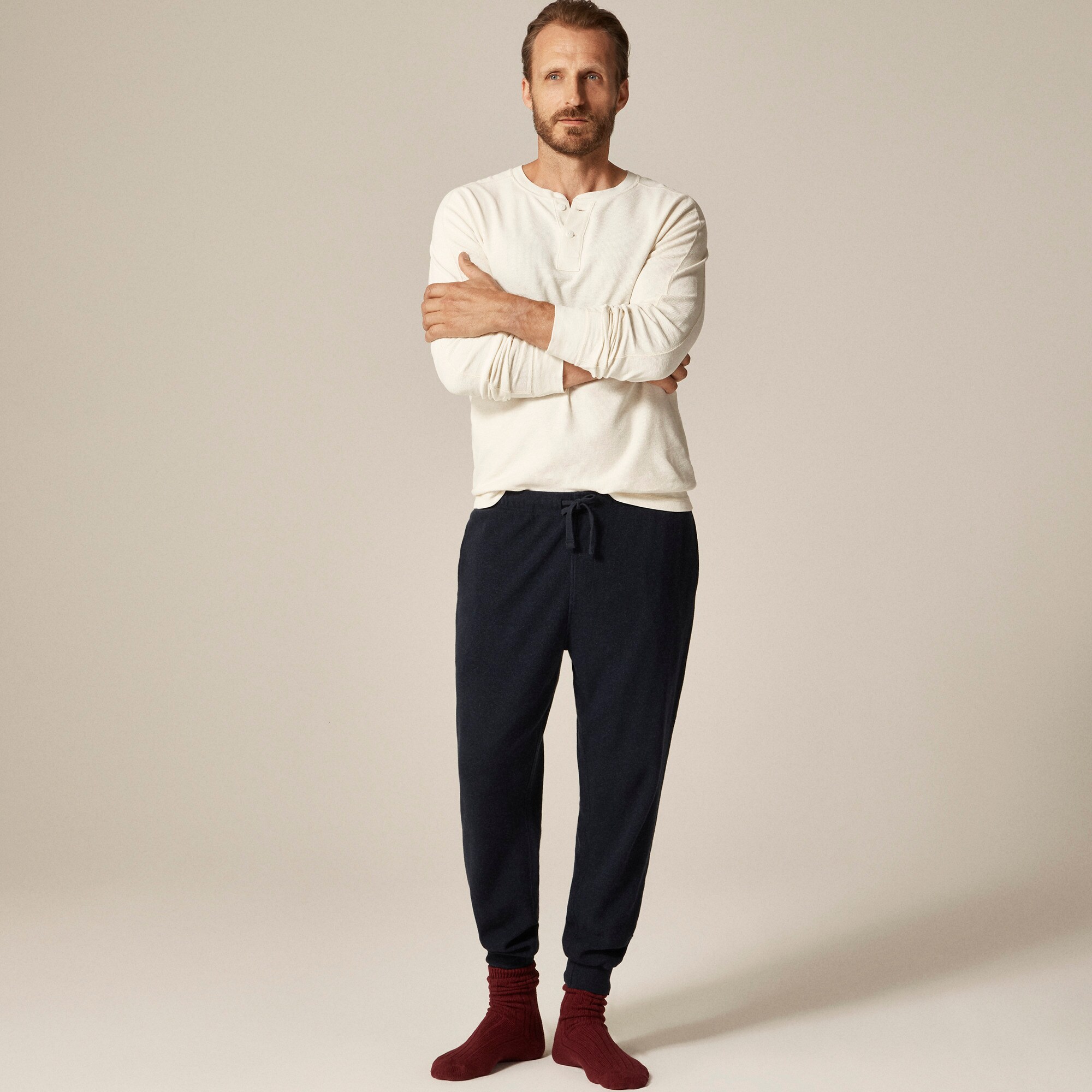 Jacquard rib-knit jogger pant