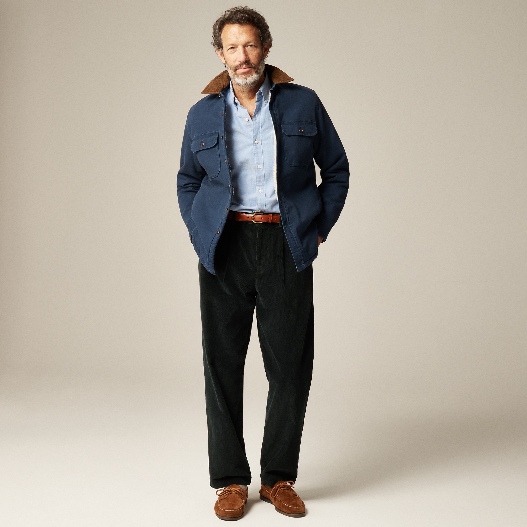 Sherpa-lined duck canvas shirt-jacket