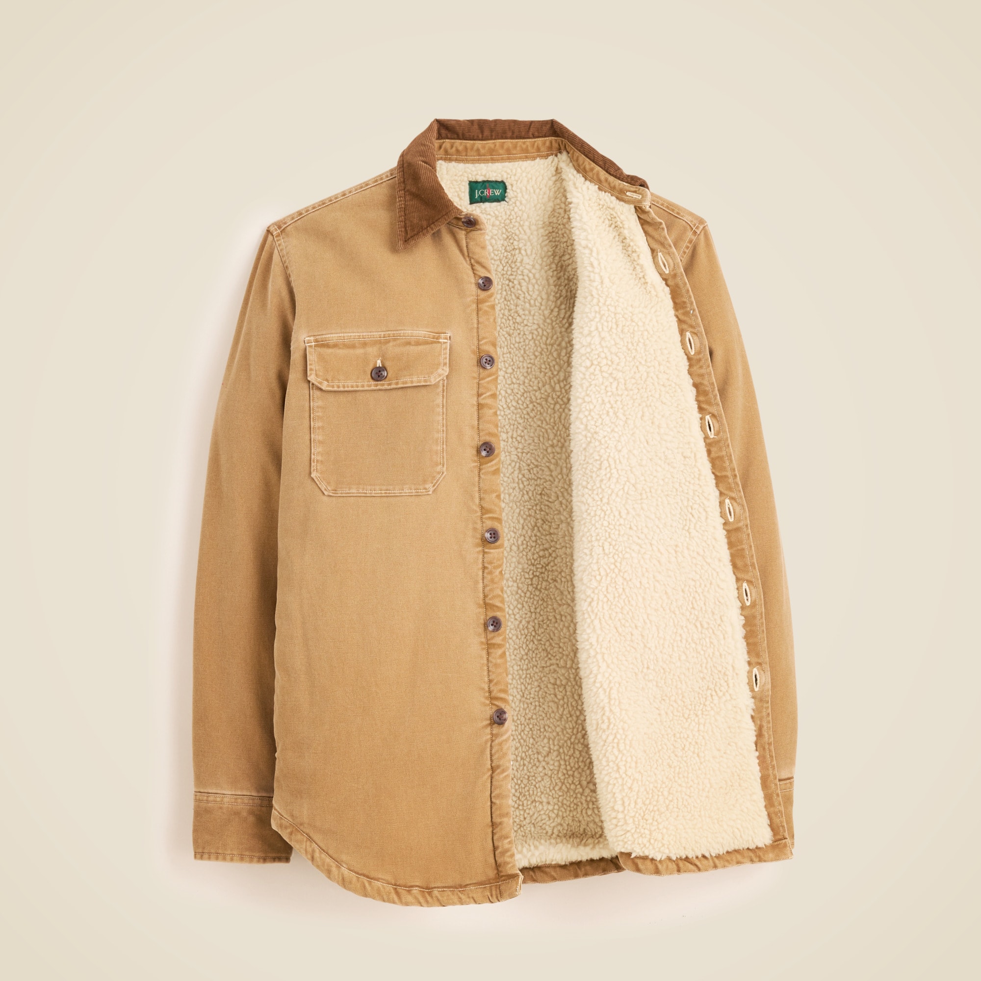 Sherpa-lined Duck Canvas Shirt-jacket For Men | J.Crew