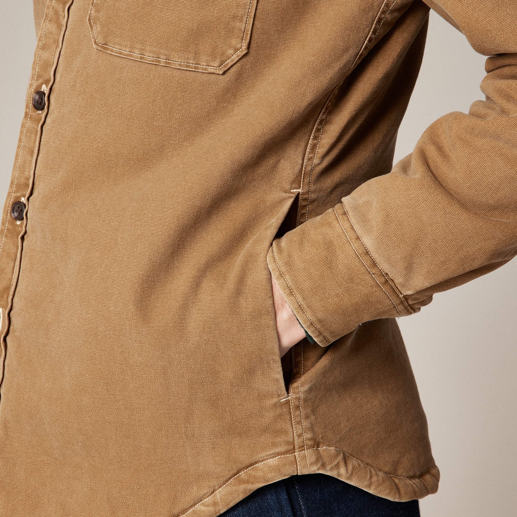 Sherpa-lined Duck Canvas Shirt-jacket For Men | J.Crew