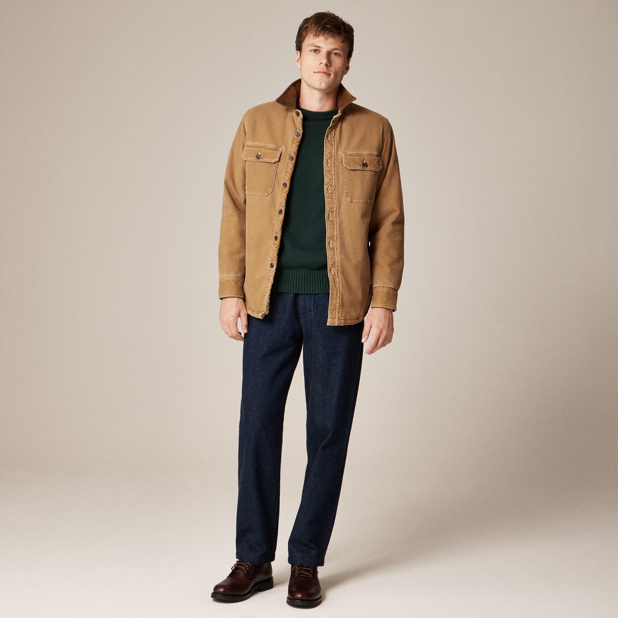 Sherpa-lined duck canvas shirt-jacket