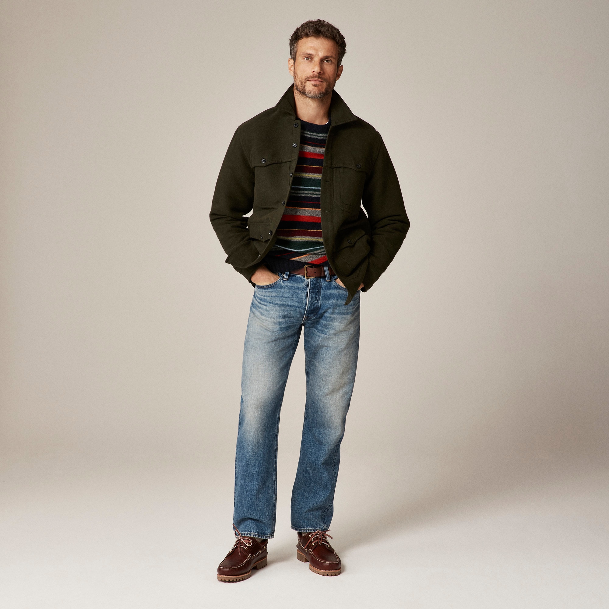 Heavyweight chamois field utility overshirt in Japanese cotton