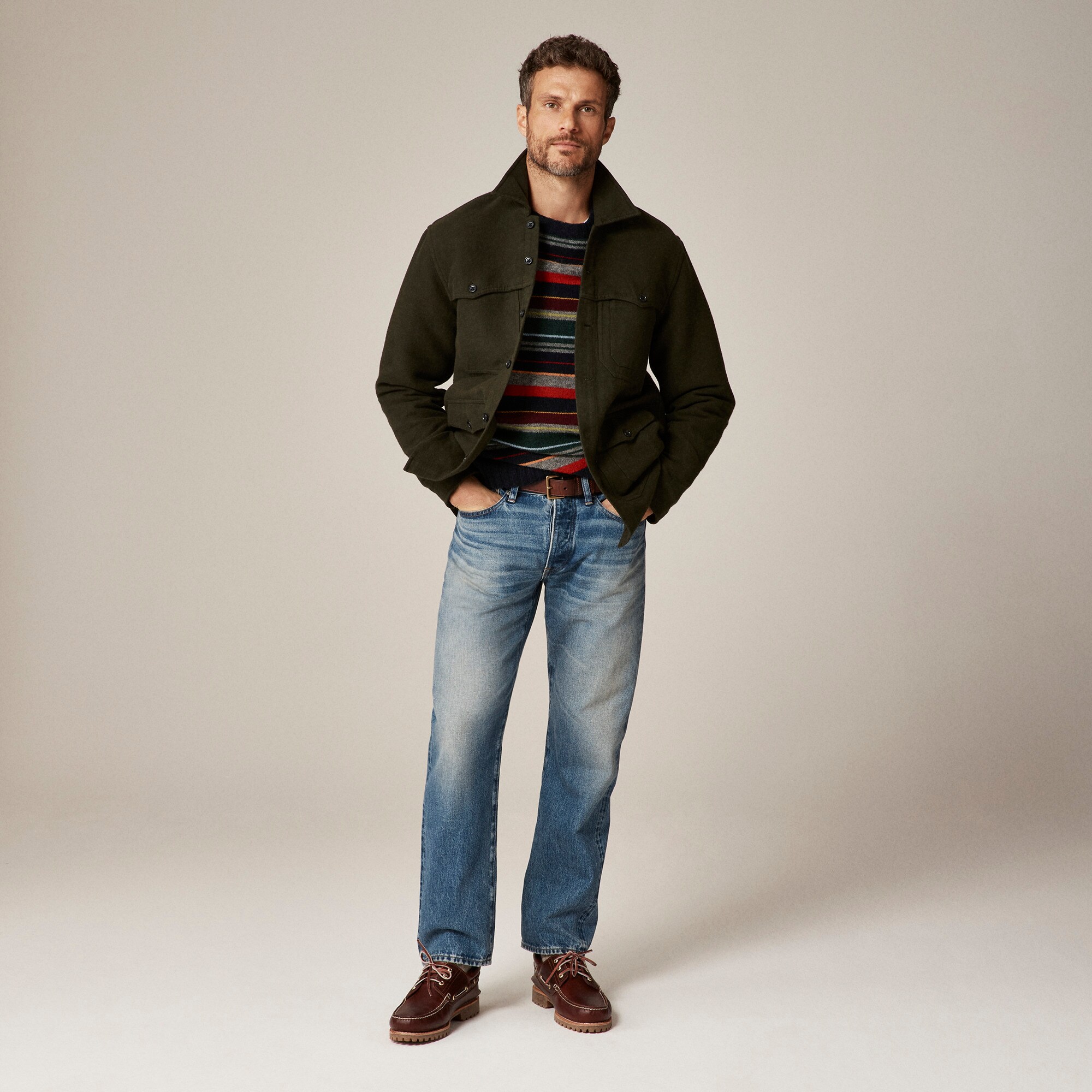 Heavyweight chamois field utility overshirt in Japanese cotton