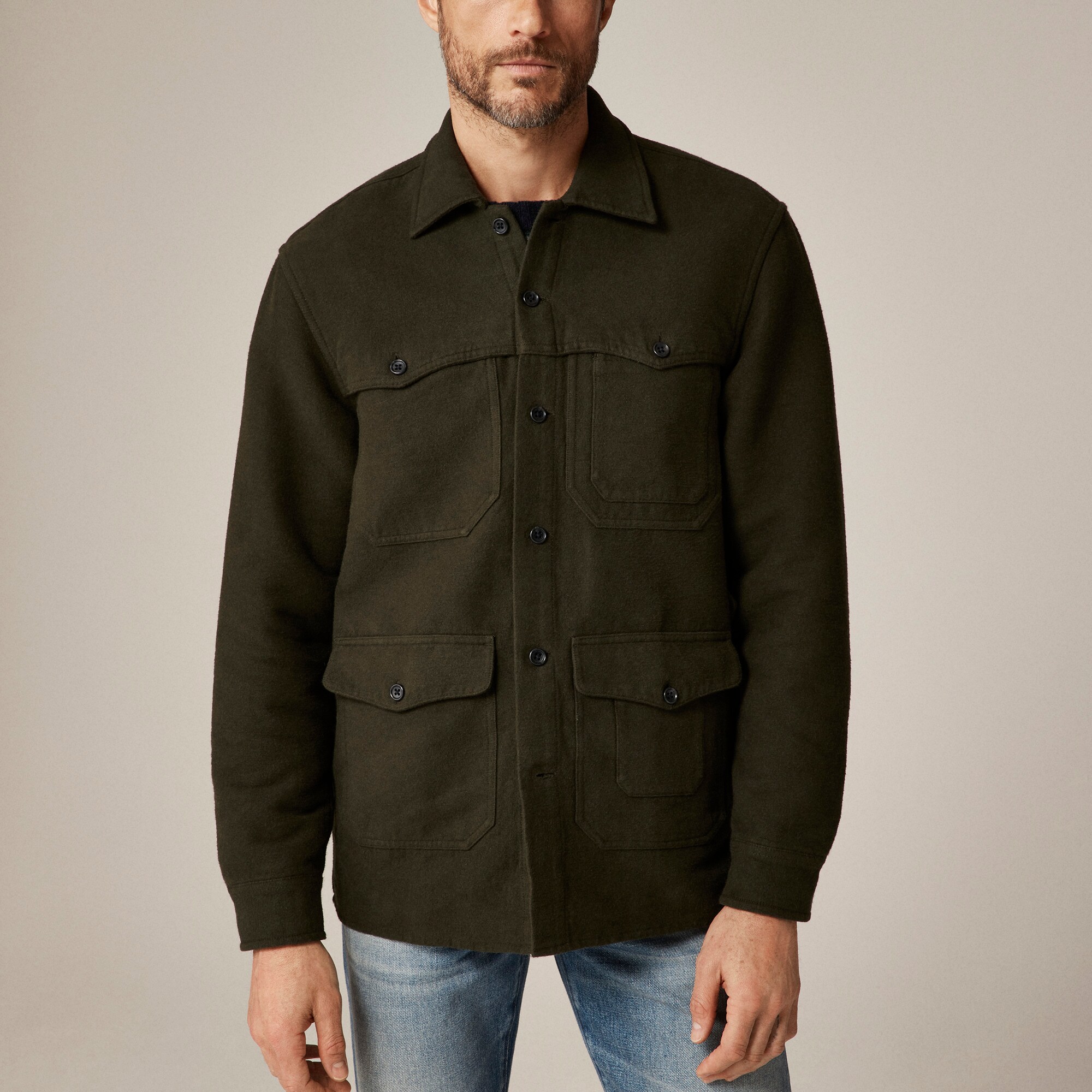Heavyweight chamois field utility overshirt in Japanese cotton