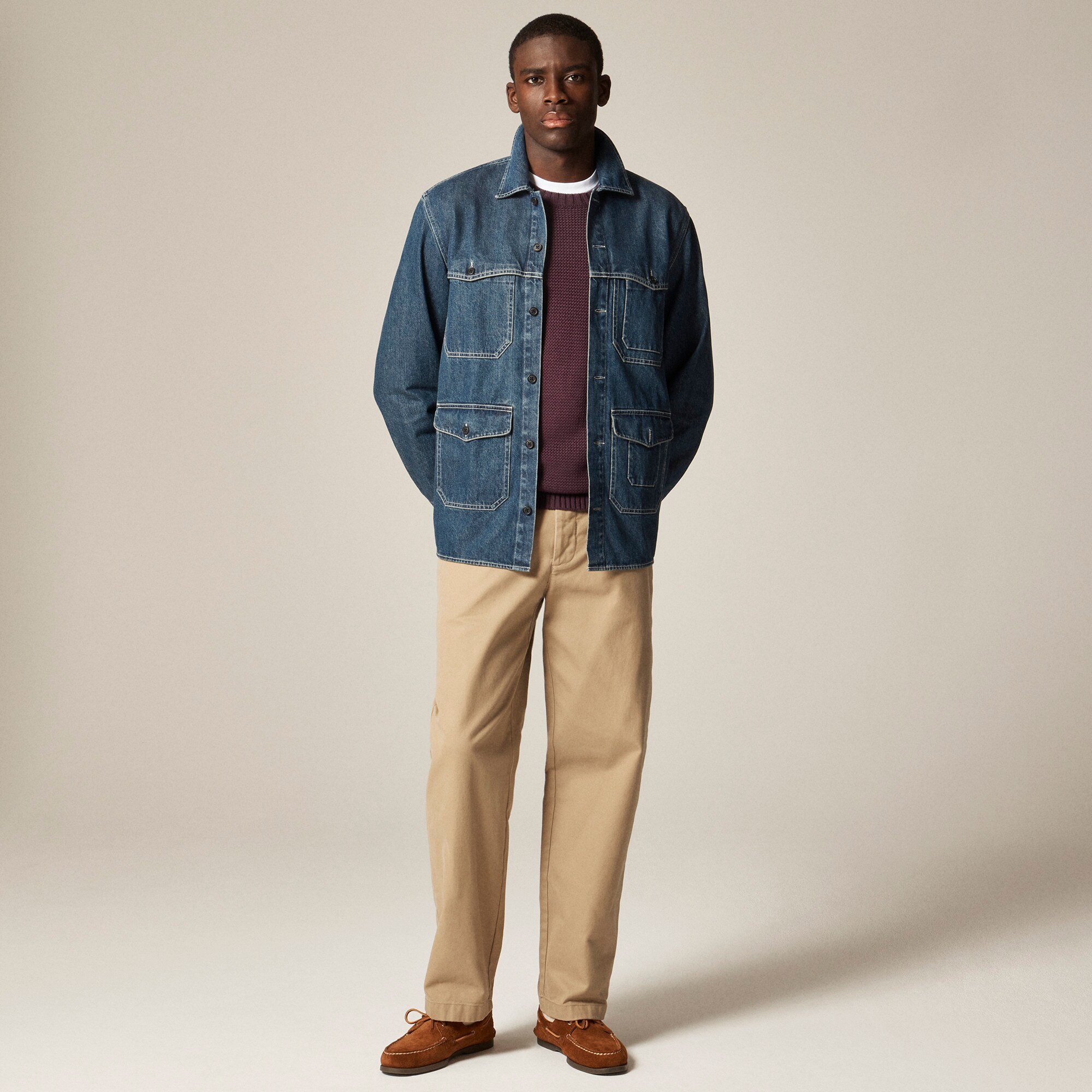Denim field utility overshirt