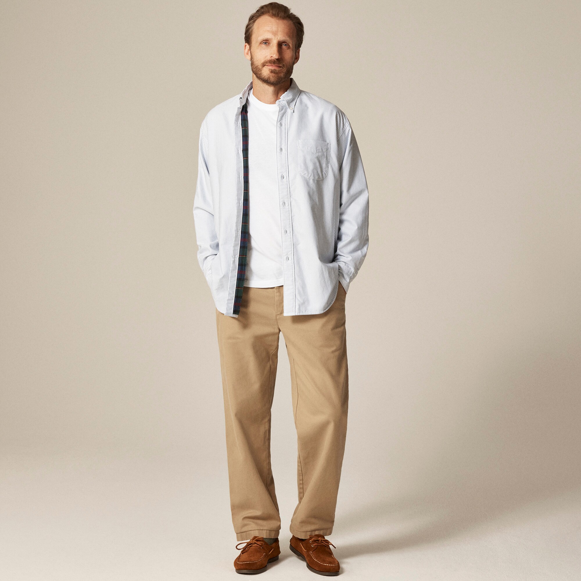Flannel-lined oxford shirt