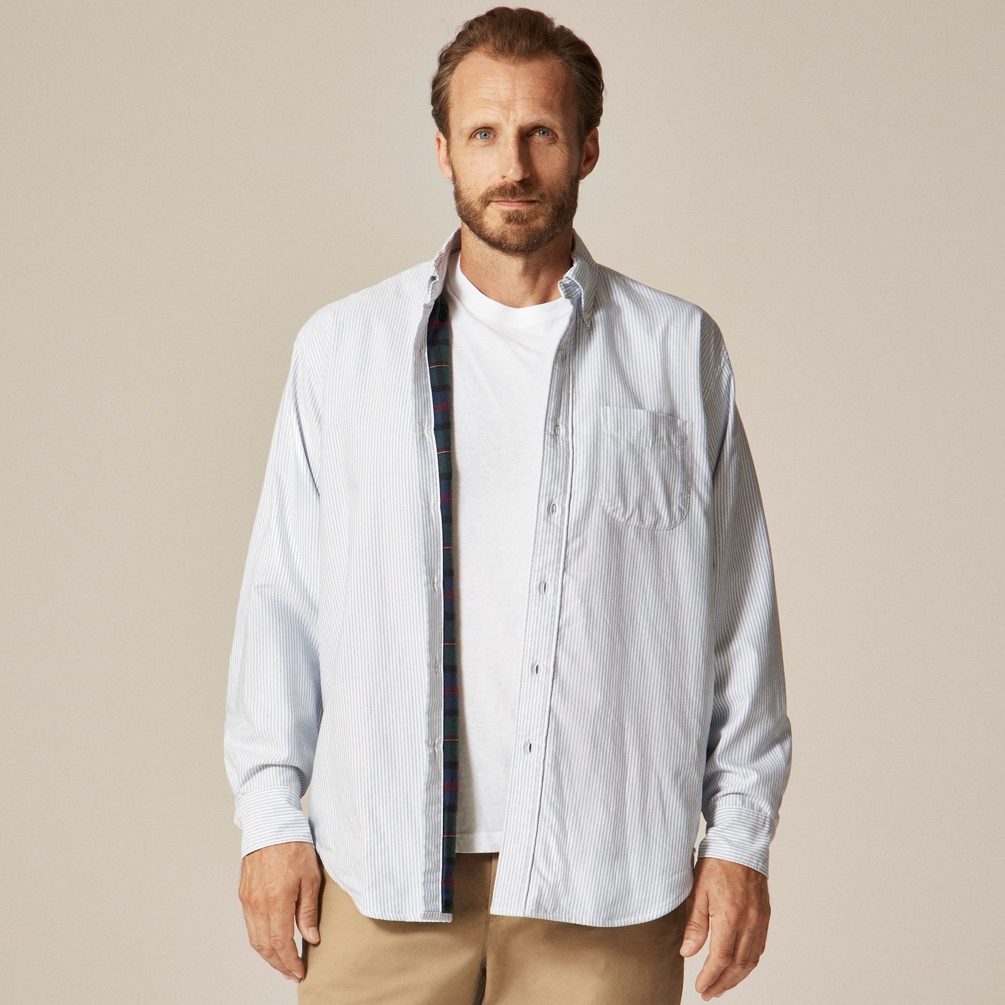  Flannel-lined oxford shirt