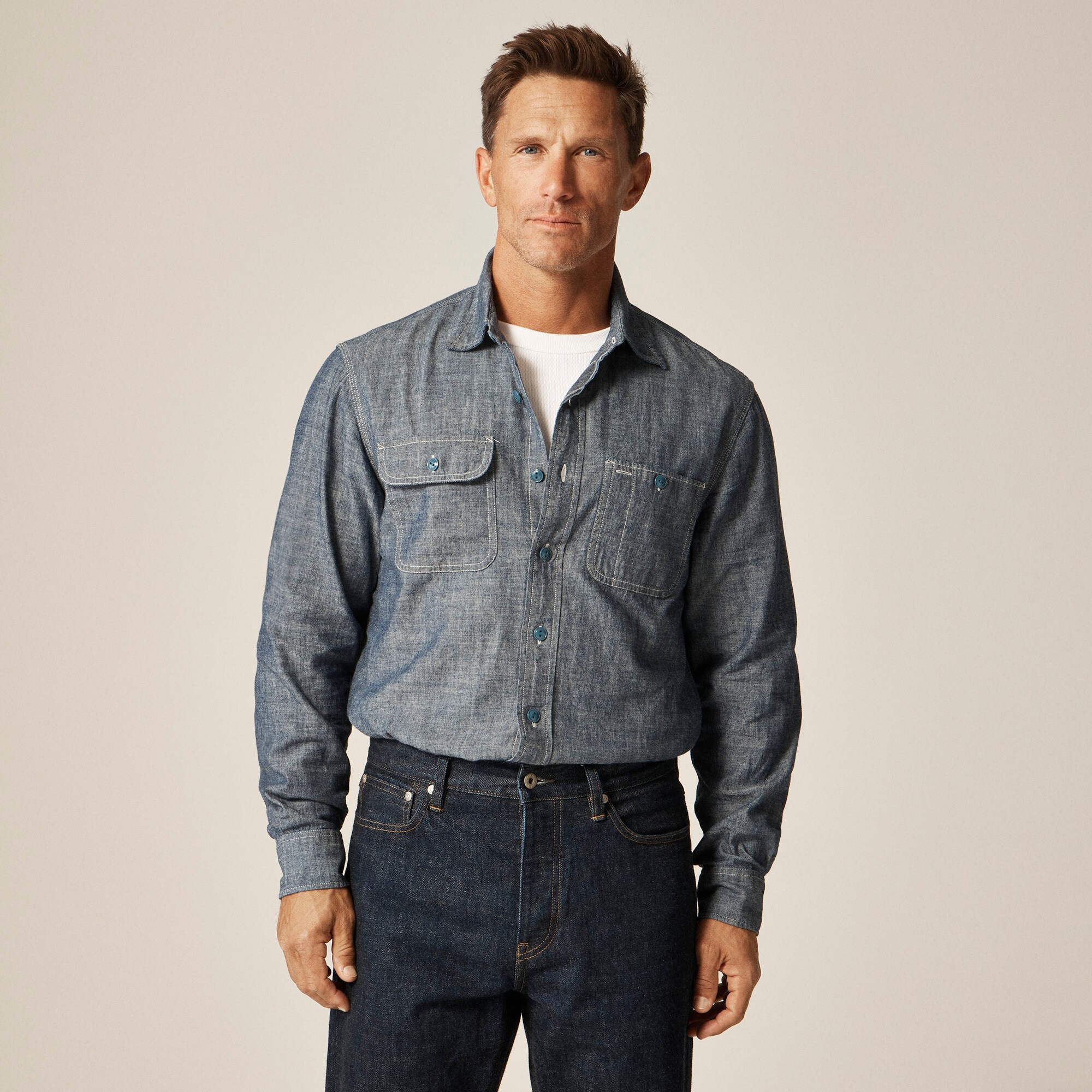 Wallace & Barnes Japanese Selvedge Chambray Workshirt For Men | J.Crew