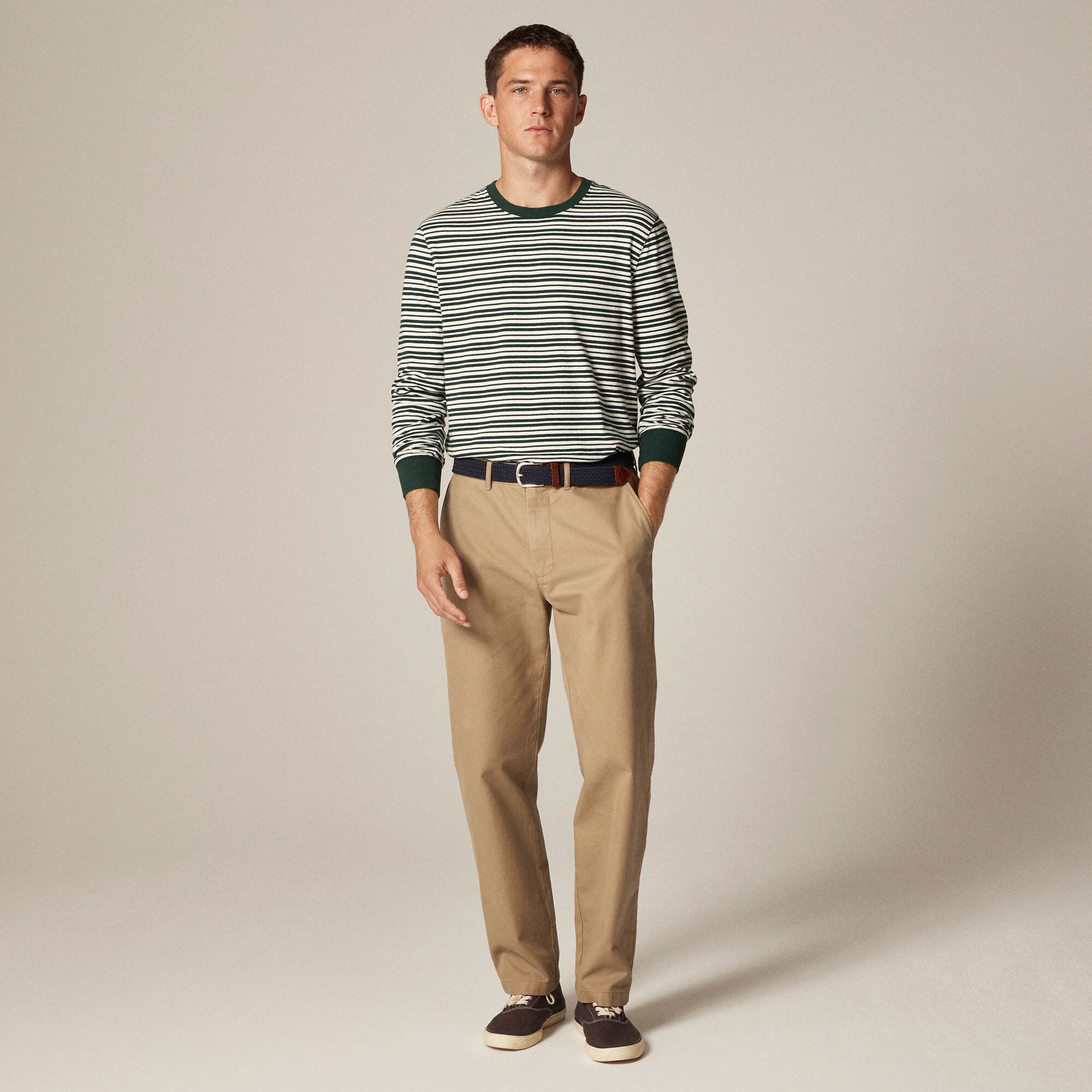 Vintage-wash cotton long-sleeve T-shirt in stripe - thumbnail 4
