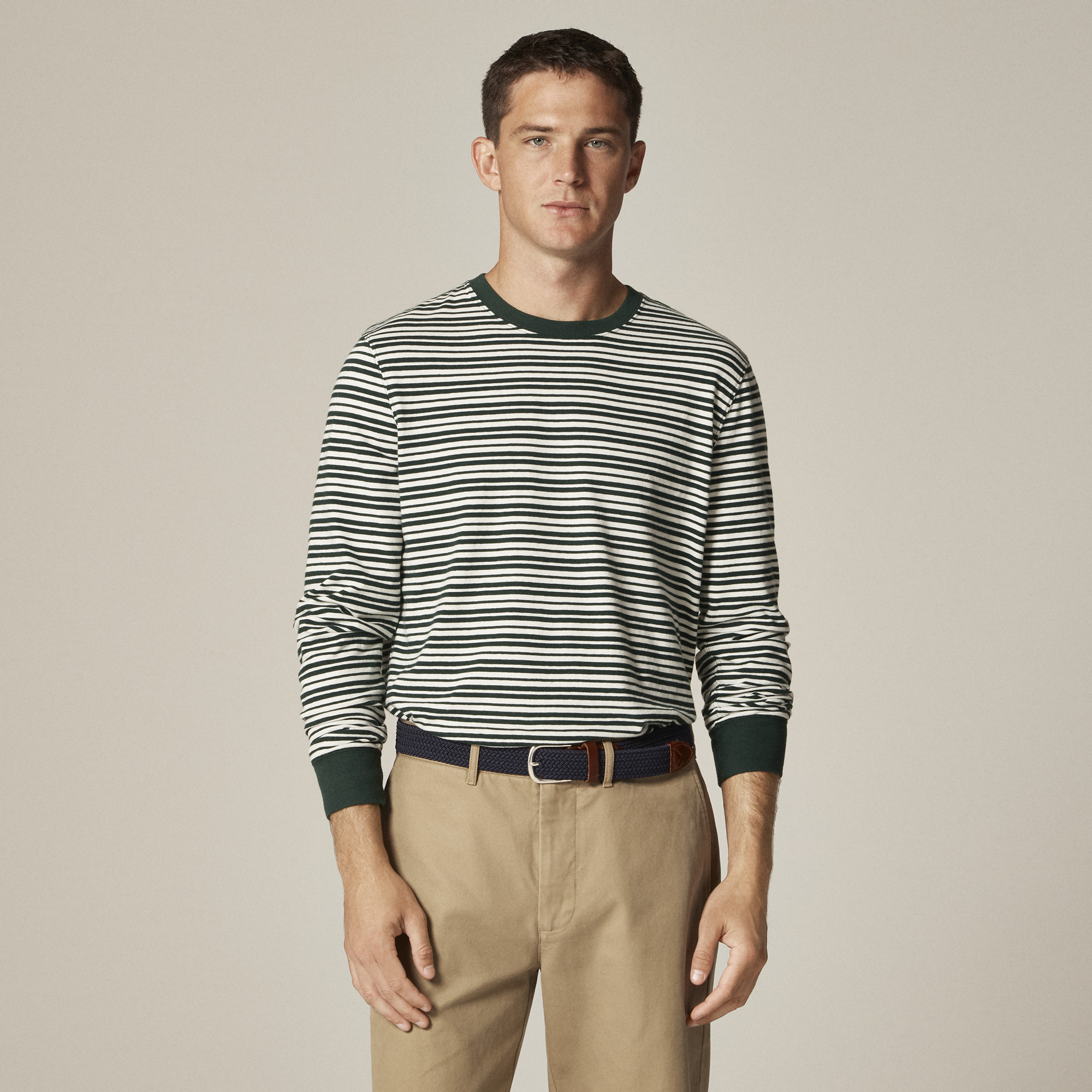 Vintage-wash Cotton Long-sleeve T-shirt In Stripe For Men | J.Crew