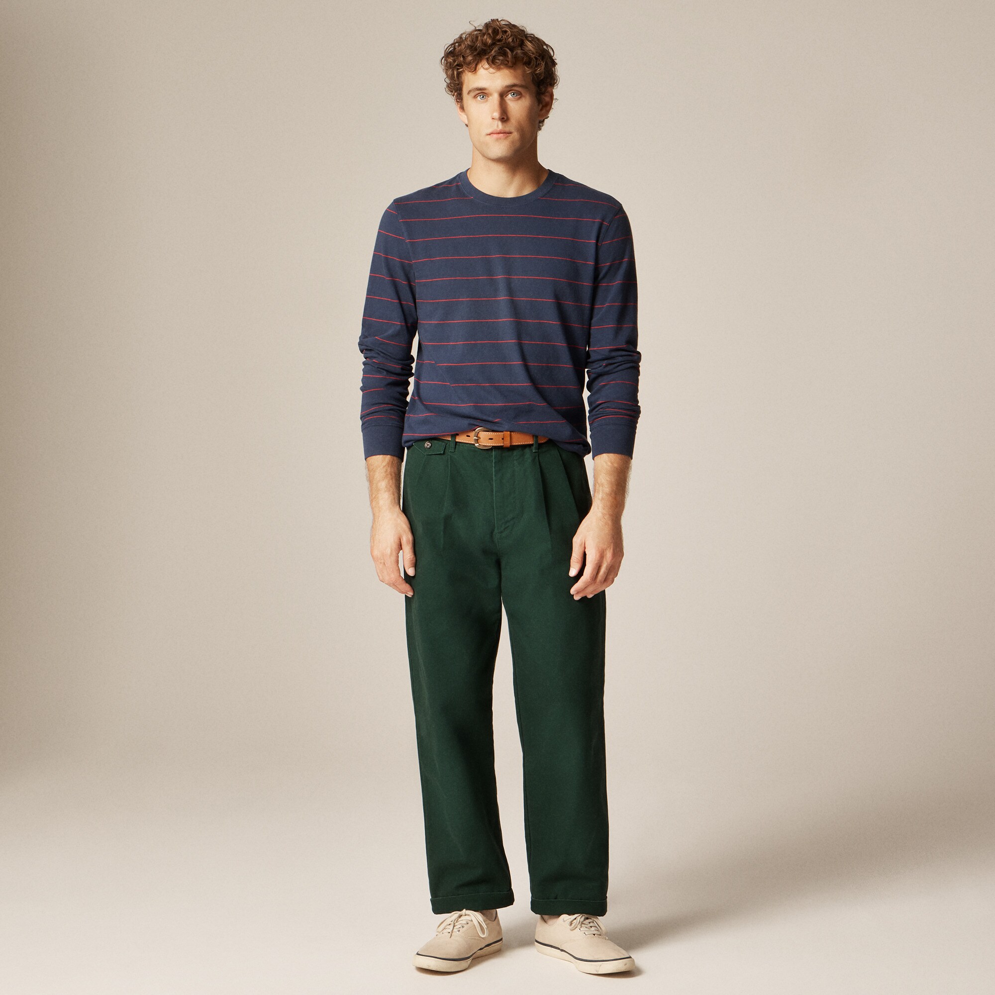 Vintage-wash cotton long-sleeve T-shirt in stripe - thumbnail 2