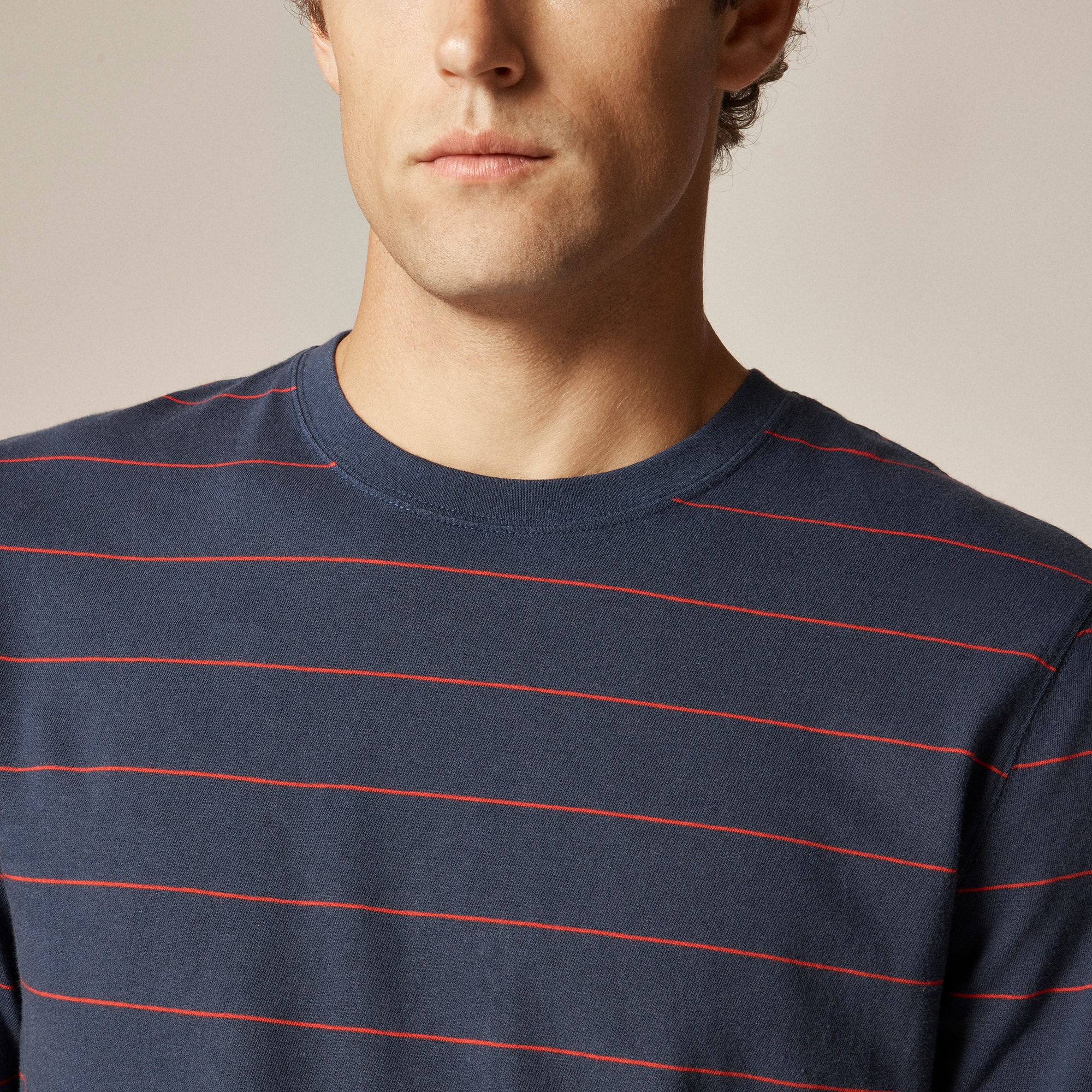 Vintage-wash cotton long-sleeve T-shirt in stripe