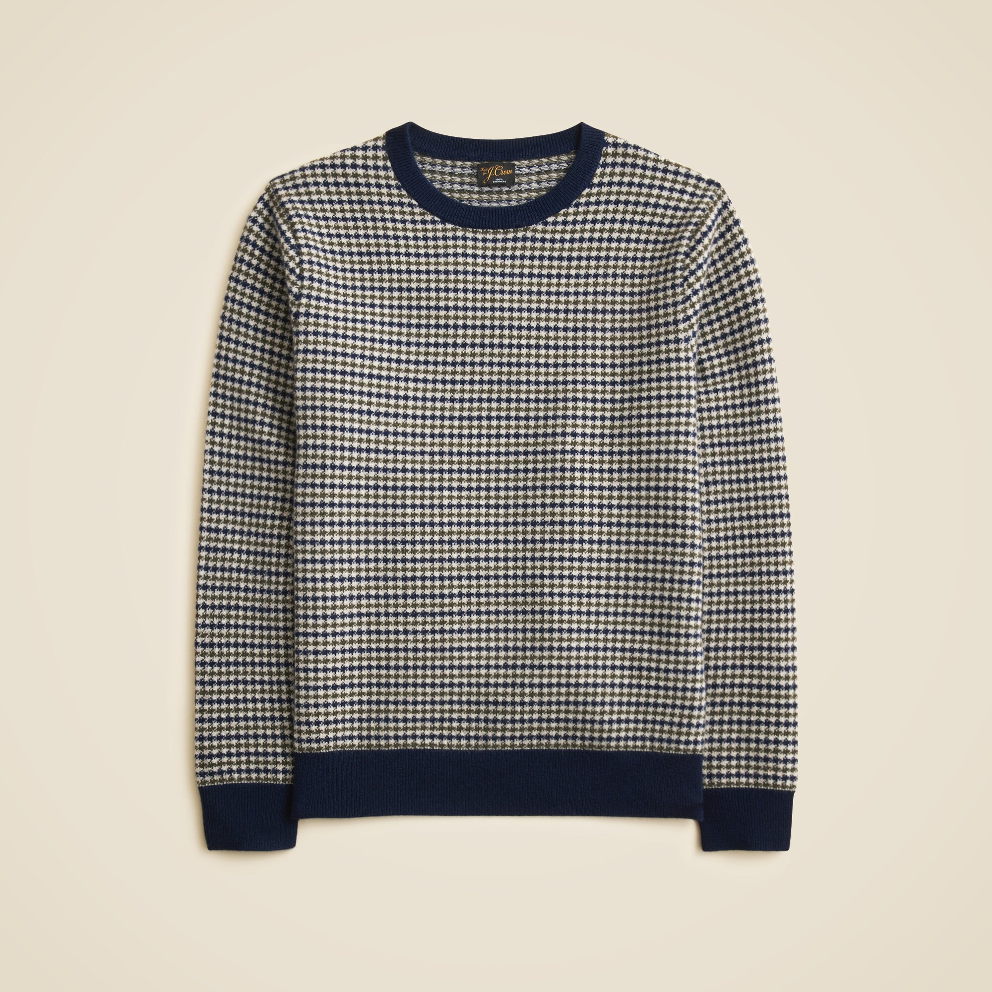  Cashmere crewneck sweater in houndstooth