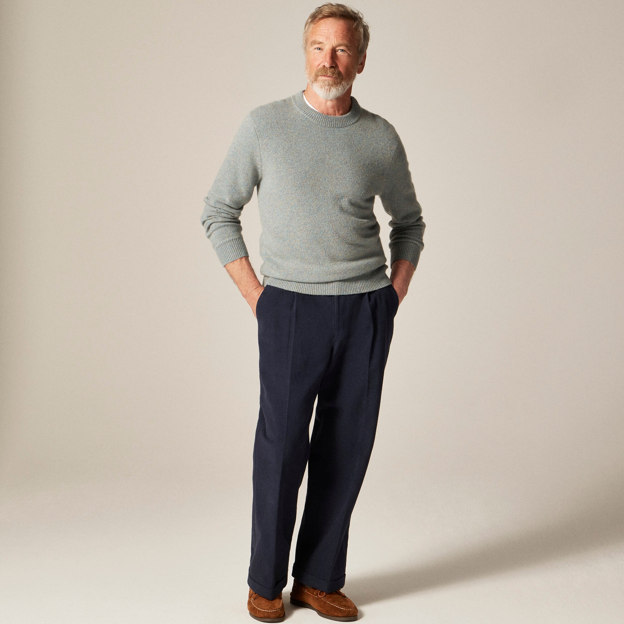 Midweight heathered cashmere crewneck sweater