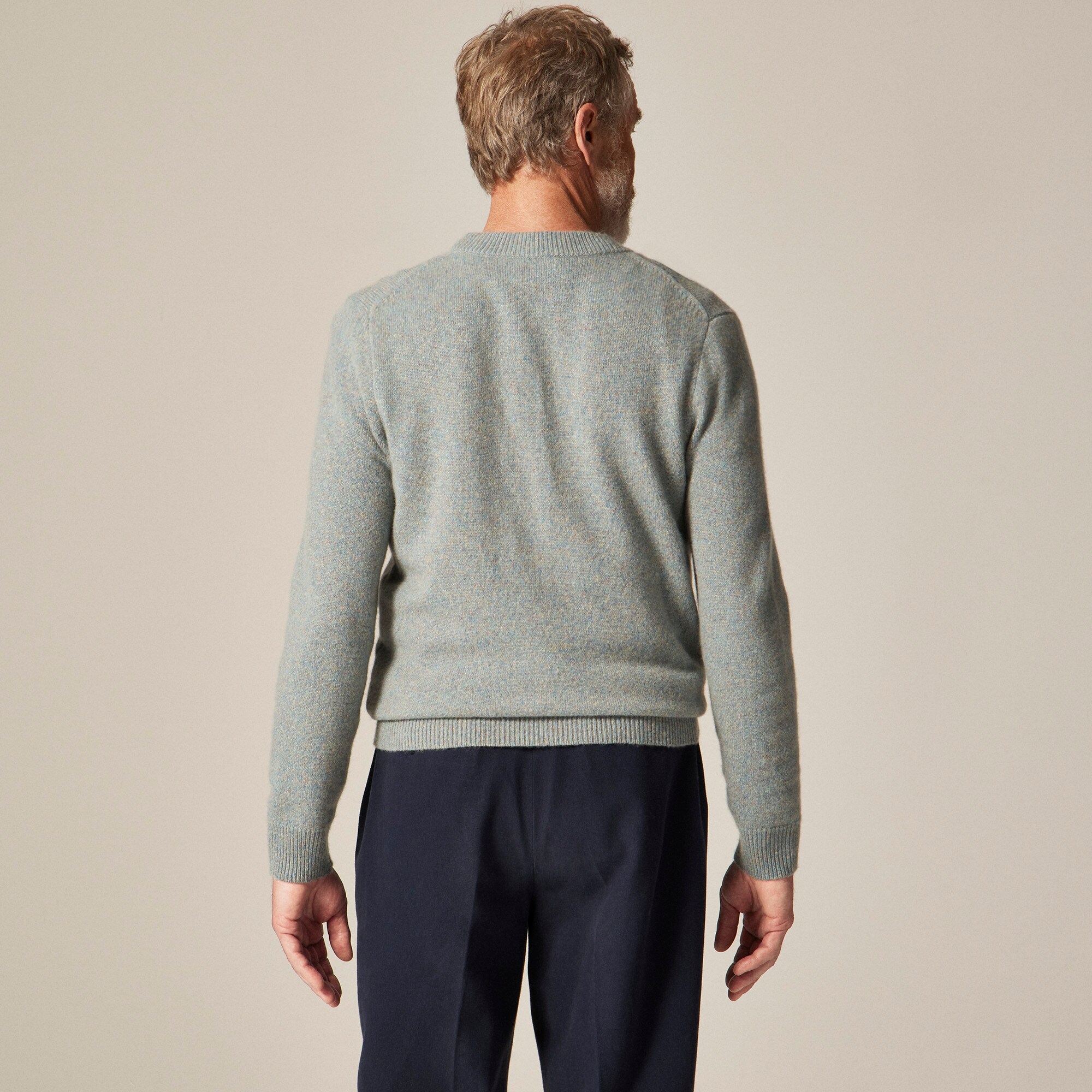 Midweight heathered cashmere crewneck sweater