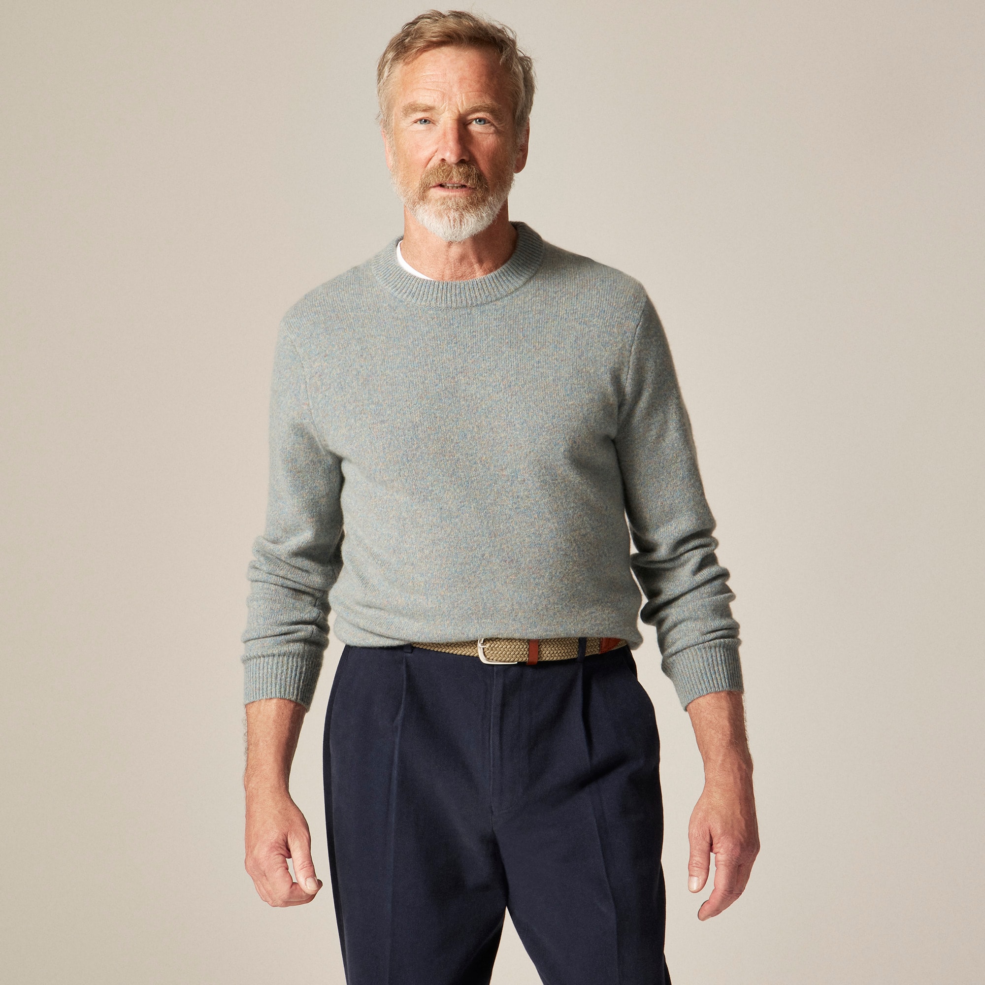 Midweight heathered cashmere crewneck sweater