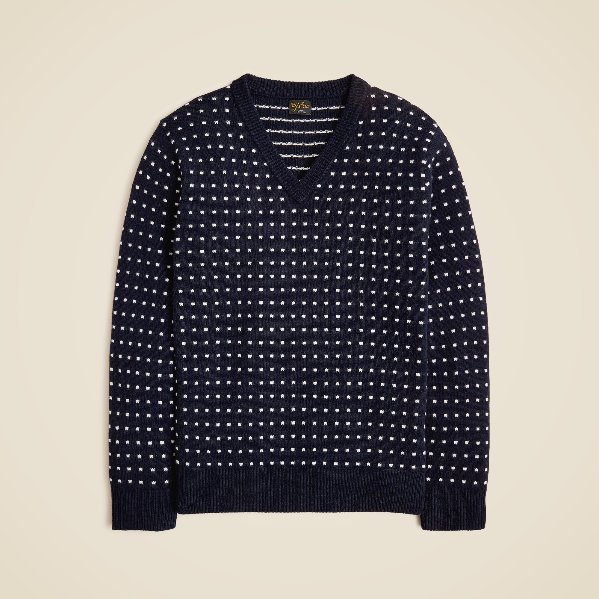 Relaxed Midweight Cashmere V-neck Sweater In Jacquard Dot For Men