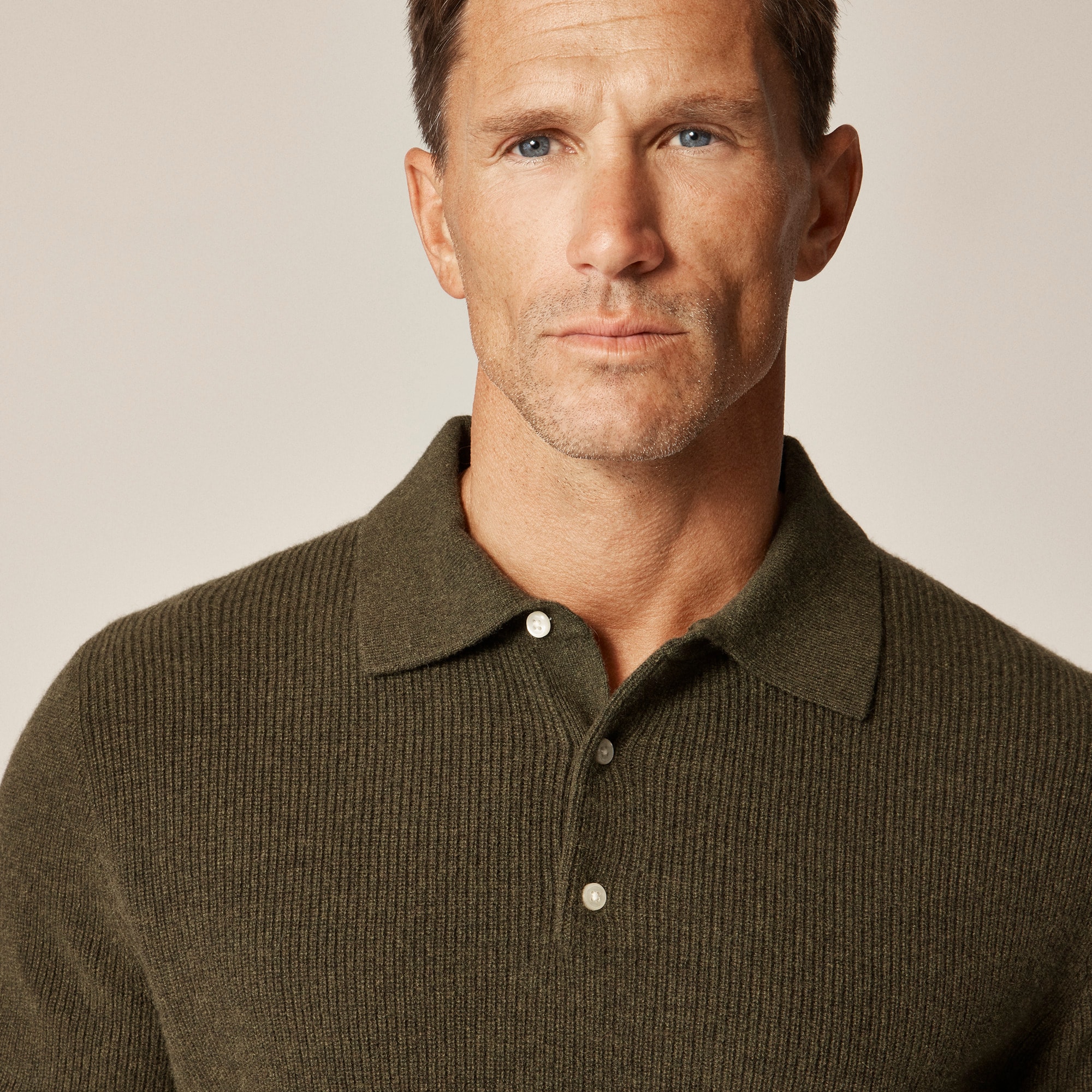 Cashmere ribbed sweater-polo