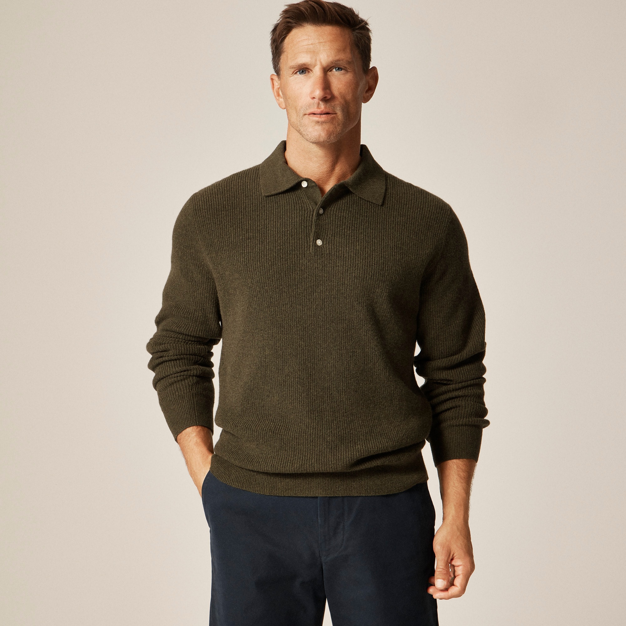 Cashmere ribbed sweater-polo