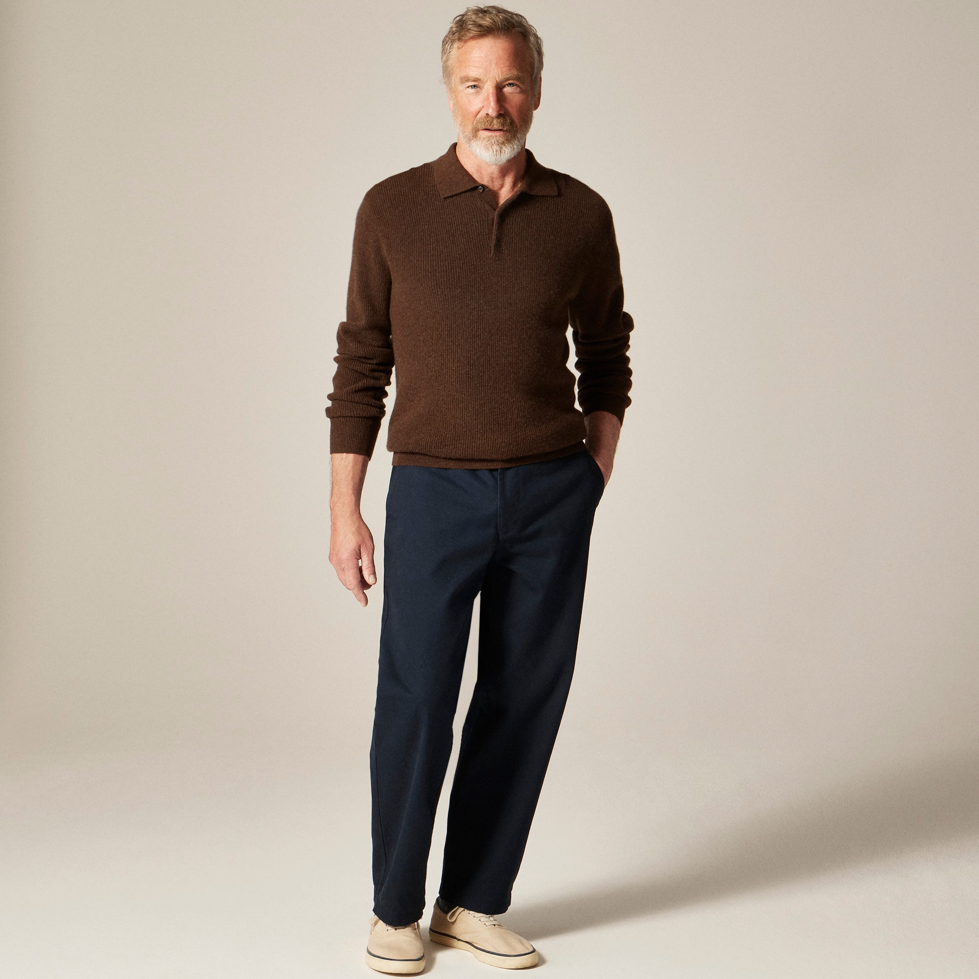 Cashmere ribbed sweater-polo