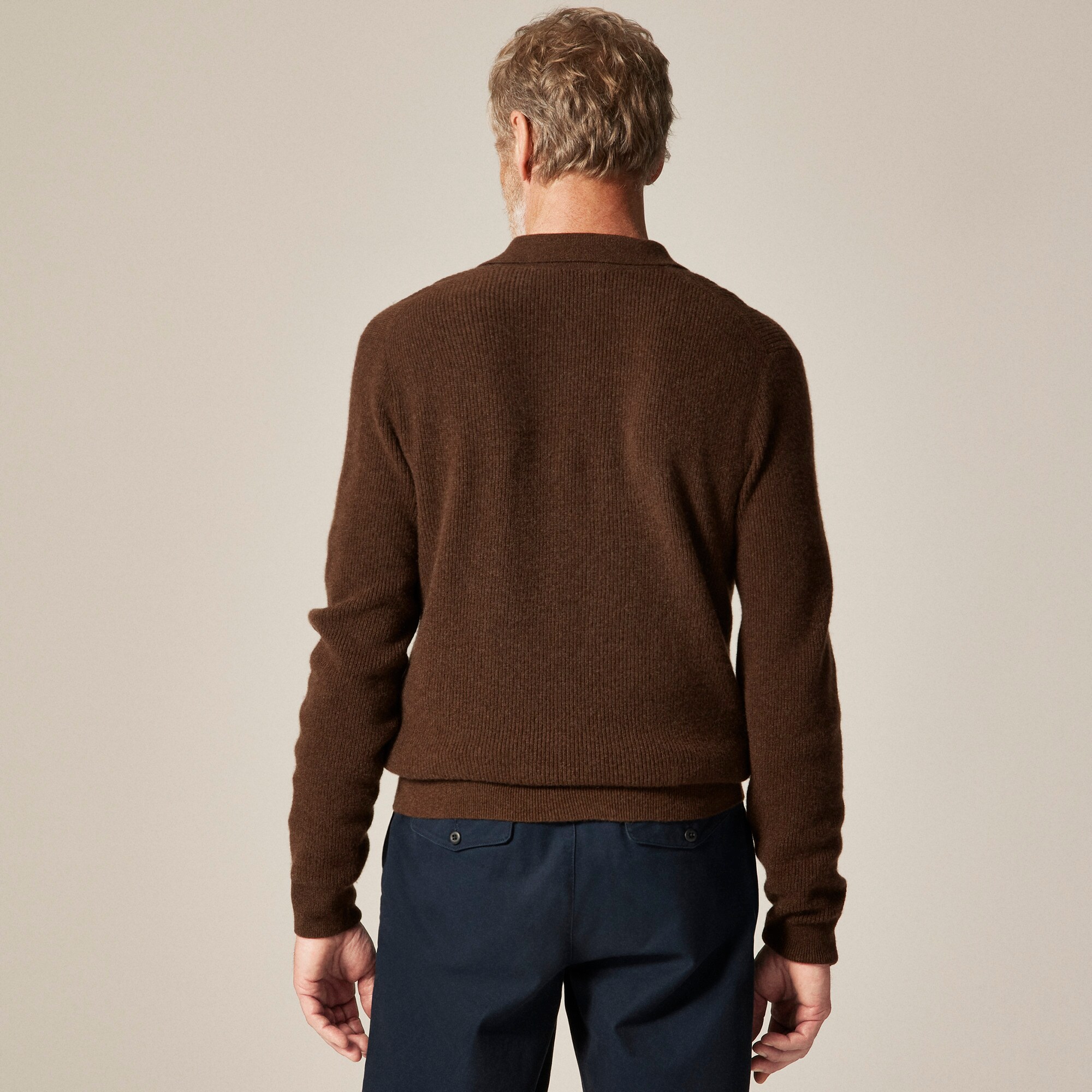 Cashmere ribbed sweater-polo