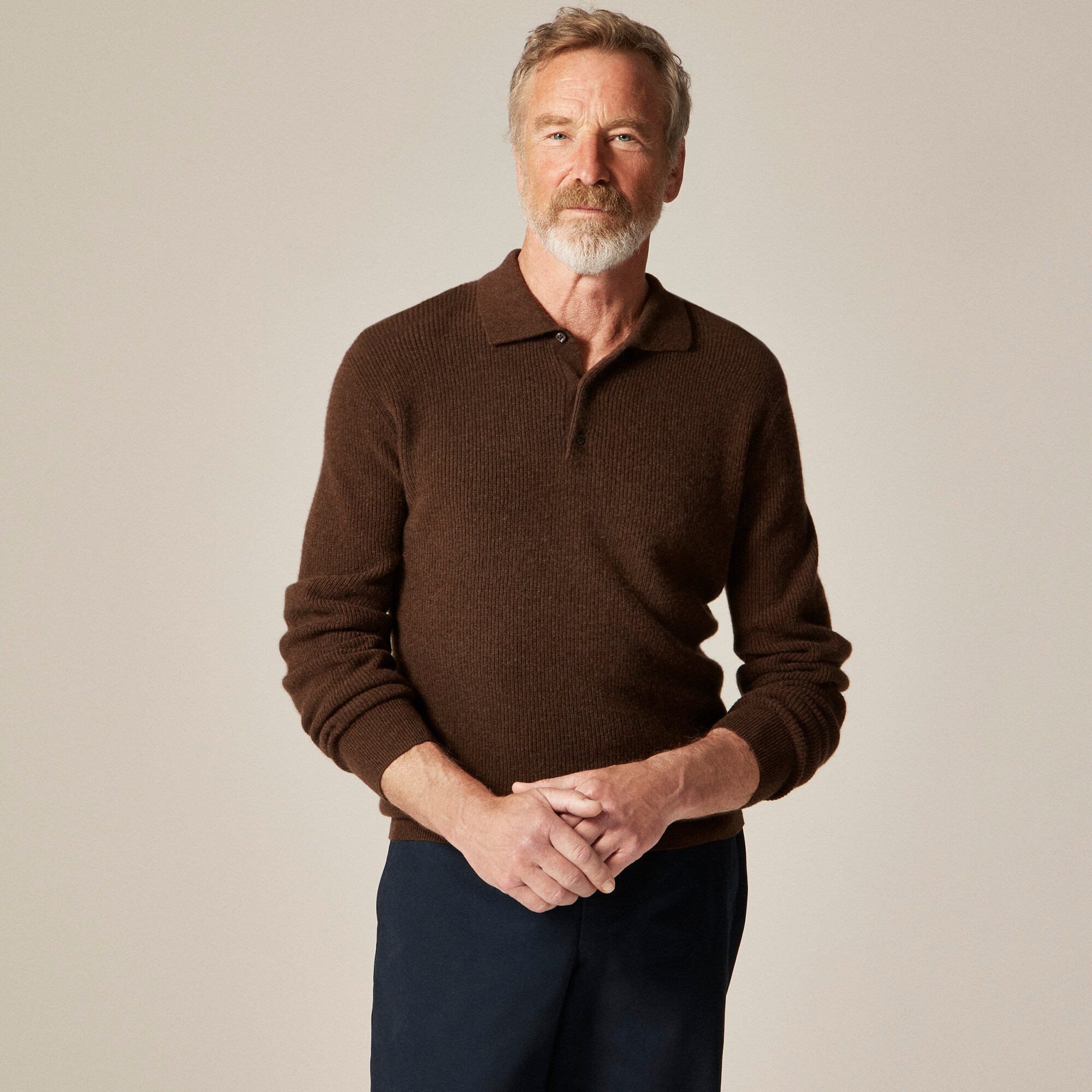 Cashmere ribbed sweater-polo
