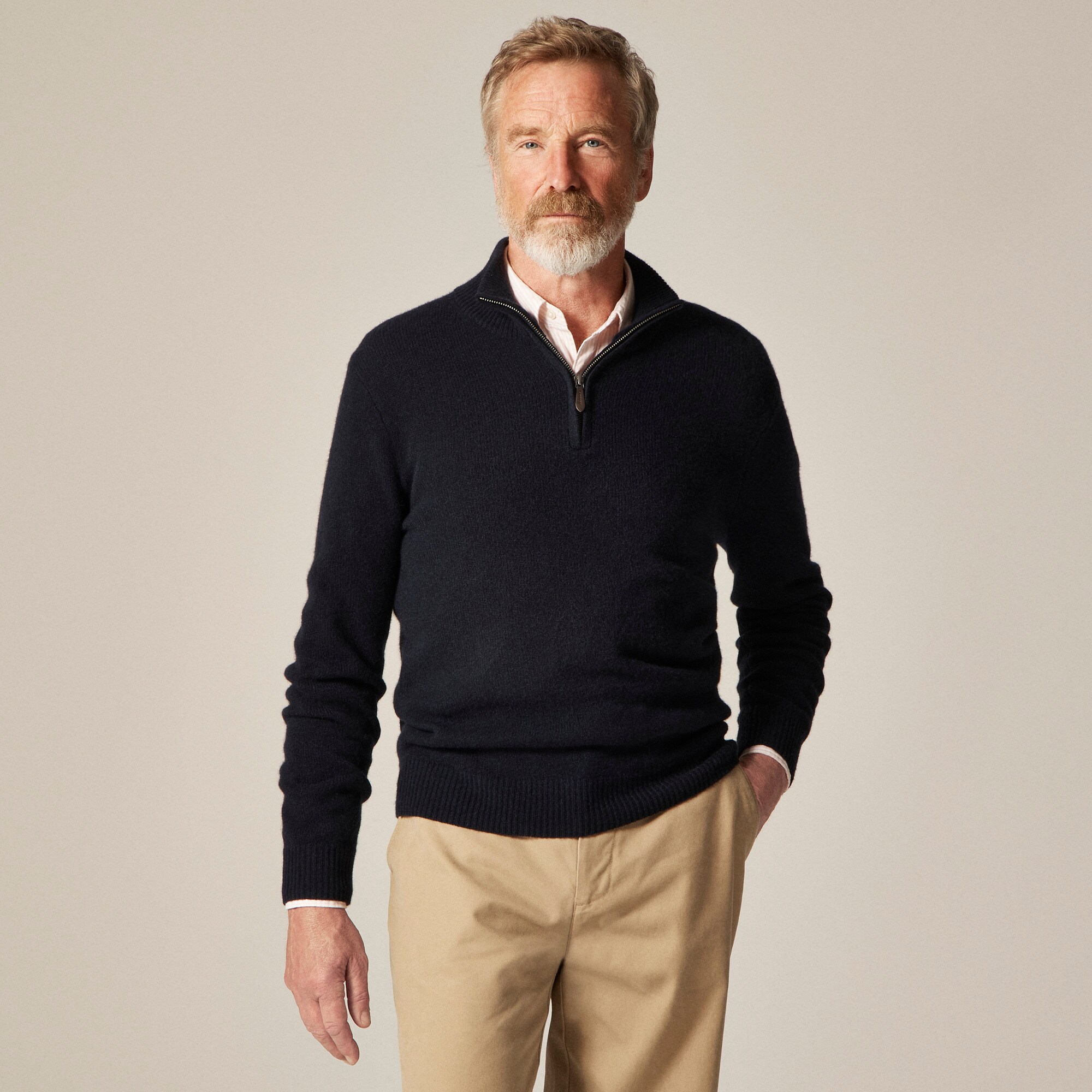  Midweight cashmere quarter-zip sweater
