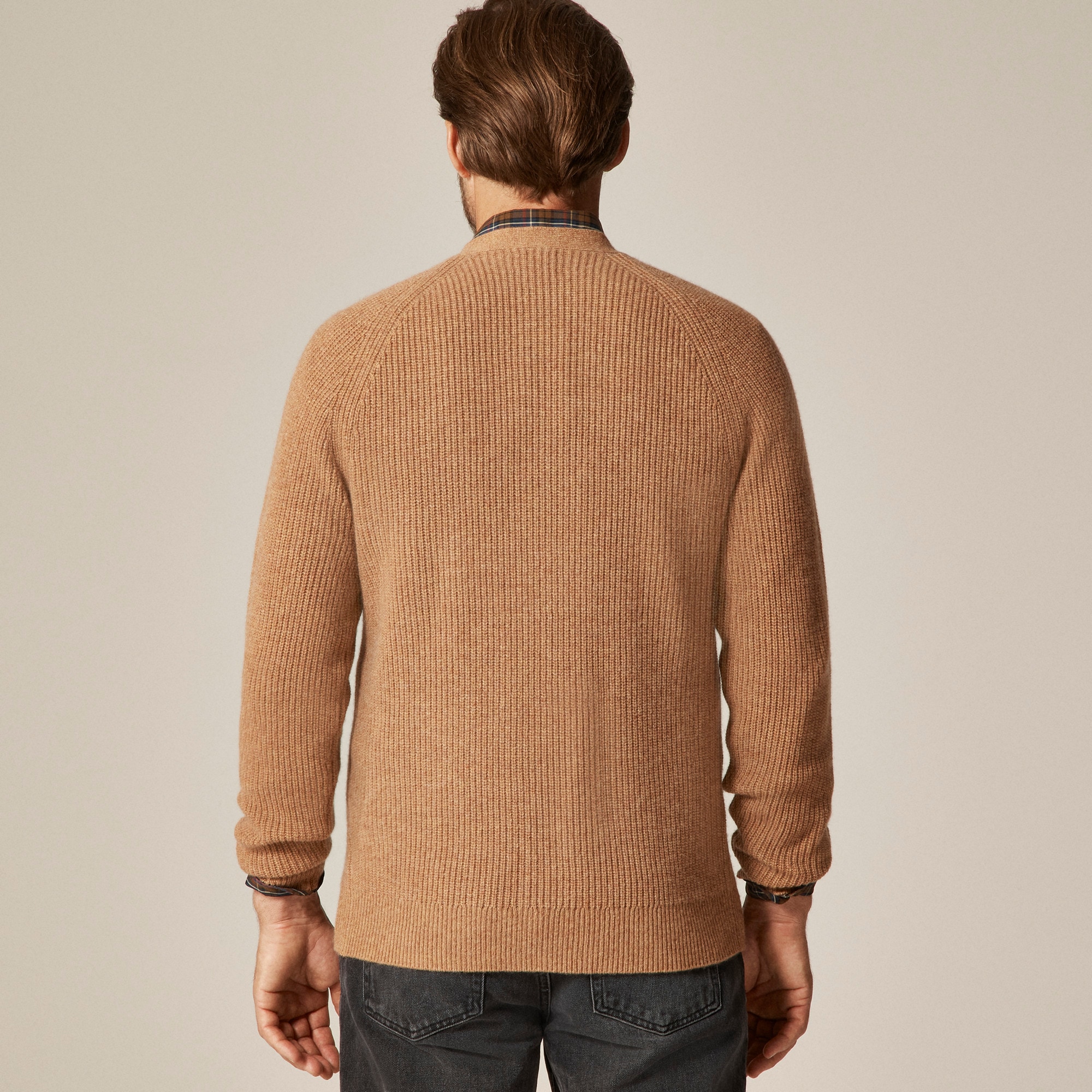 Midweight Heathered Cashmere Ribbed V-neck Cardigan For Men | J.Crew