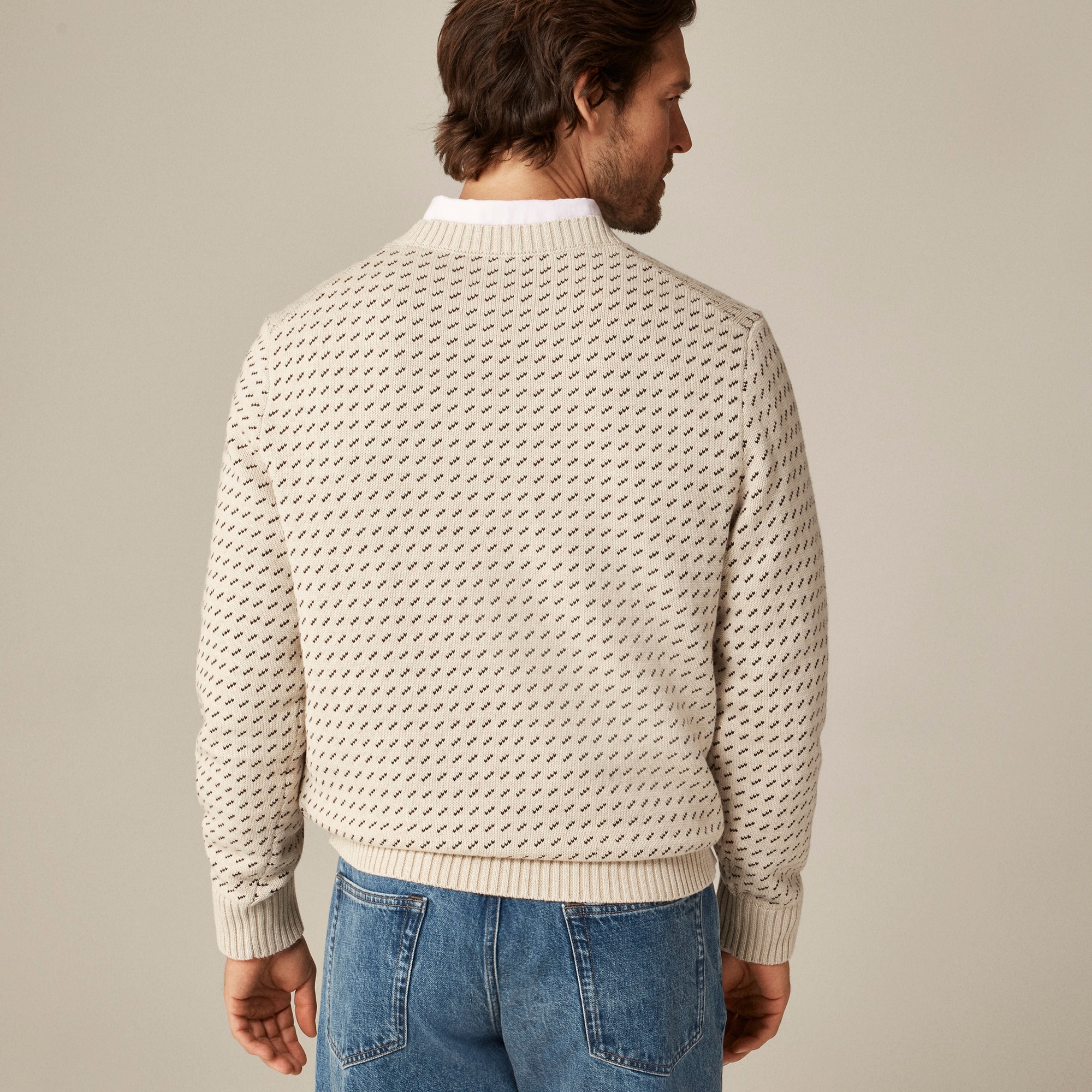 Heritage Cotton Sweater In Bird's-eye Stitch For Men | J.Crew