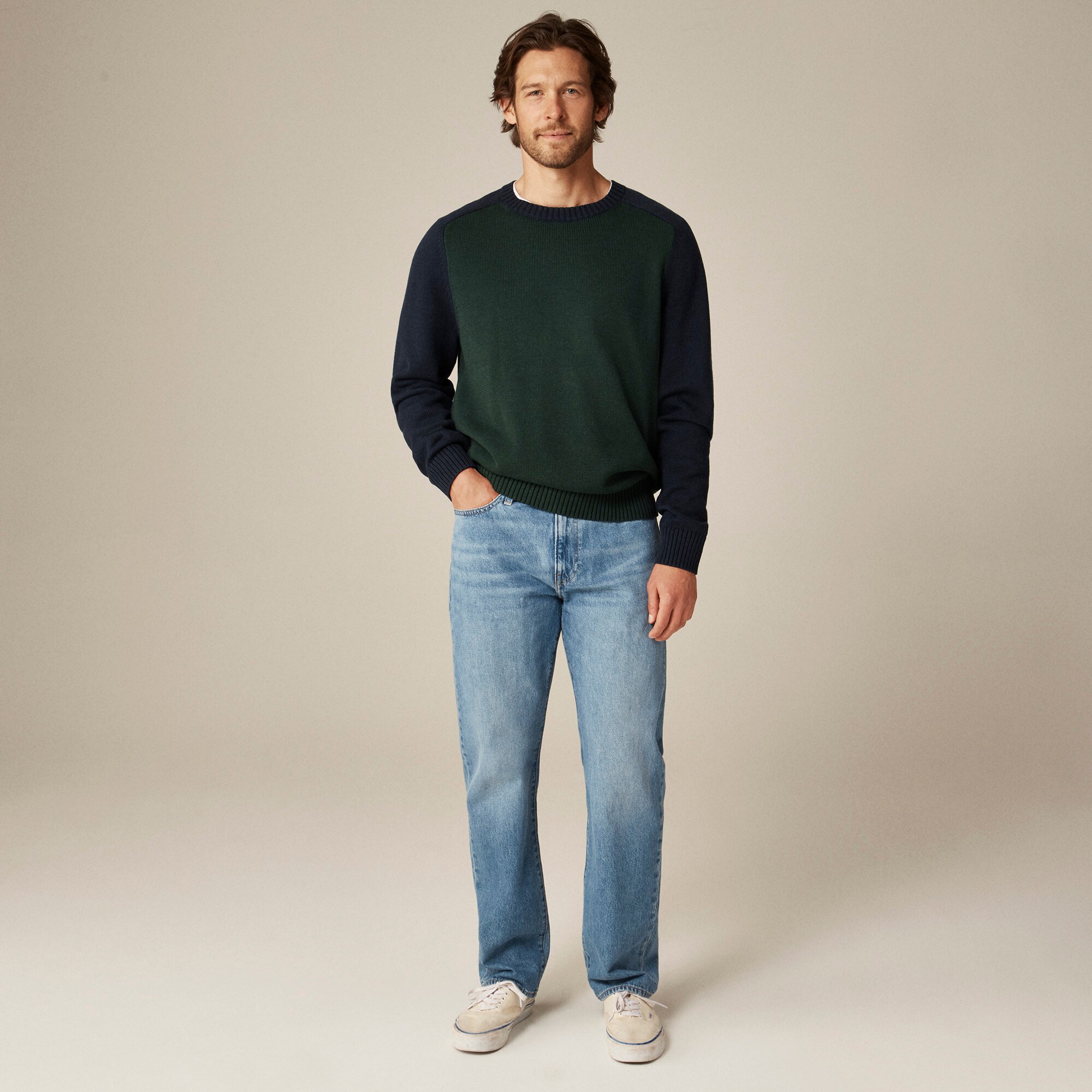 Heritage cotton sweater in colorblock
