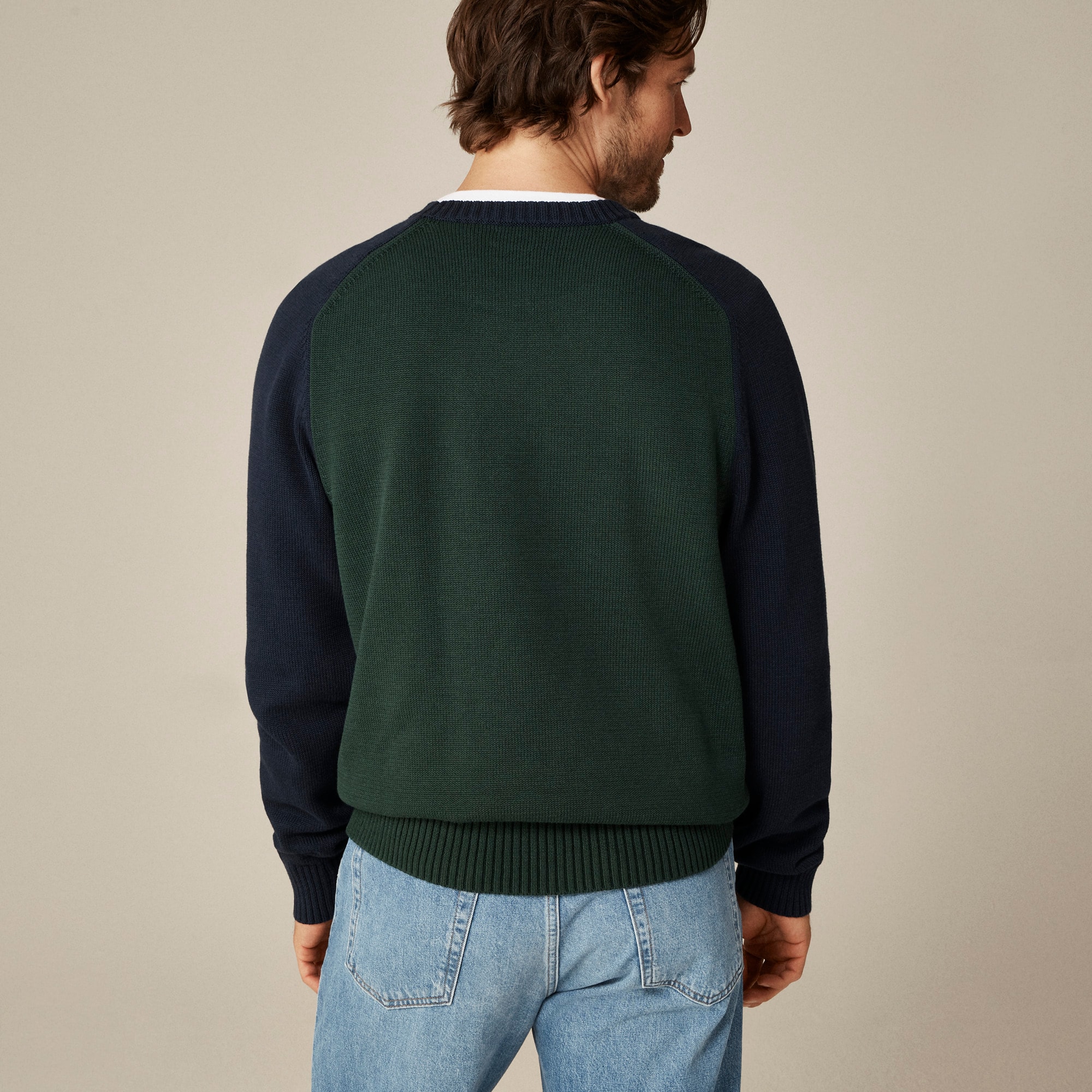 Heritage cotton sweater in colorblock