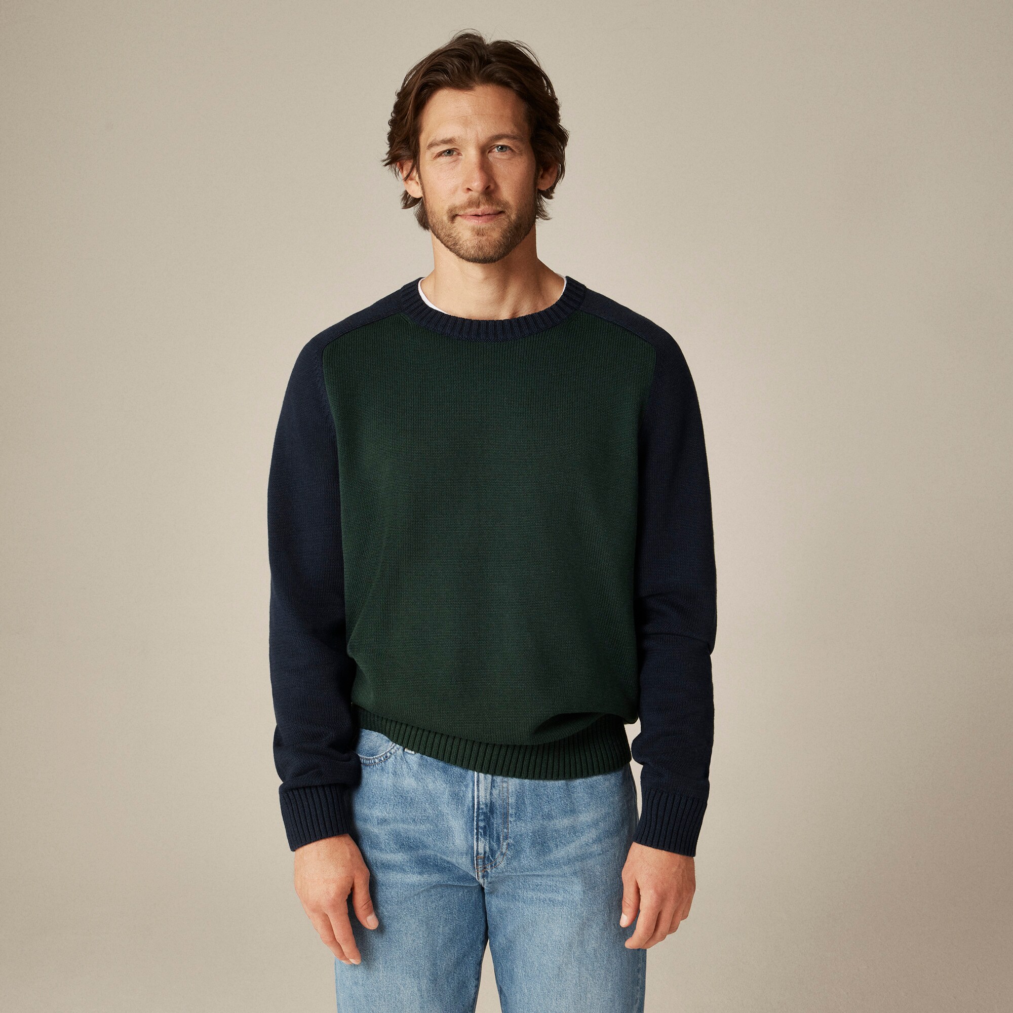  Heritage cotton sweater in colorblock