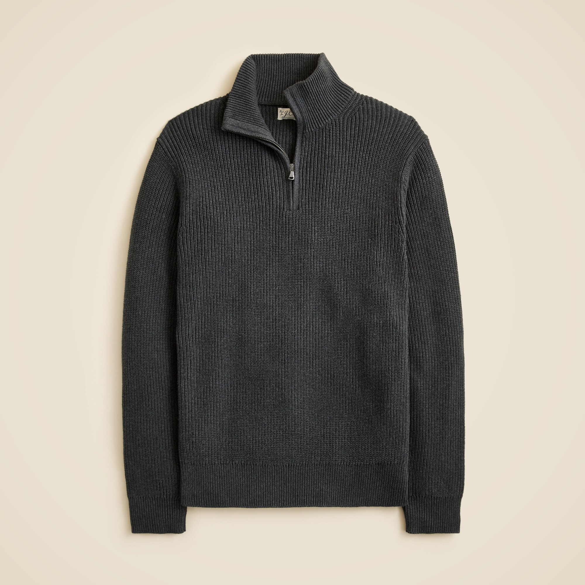 Heritage cotton ribbed quarter-zip sweater