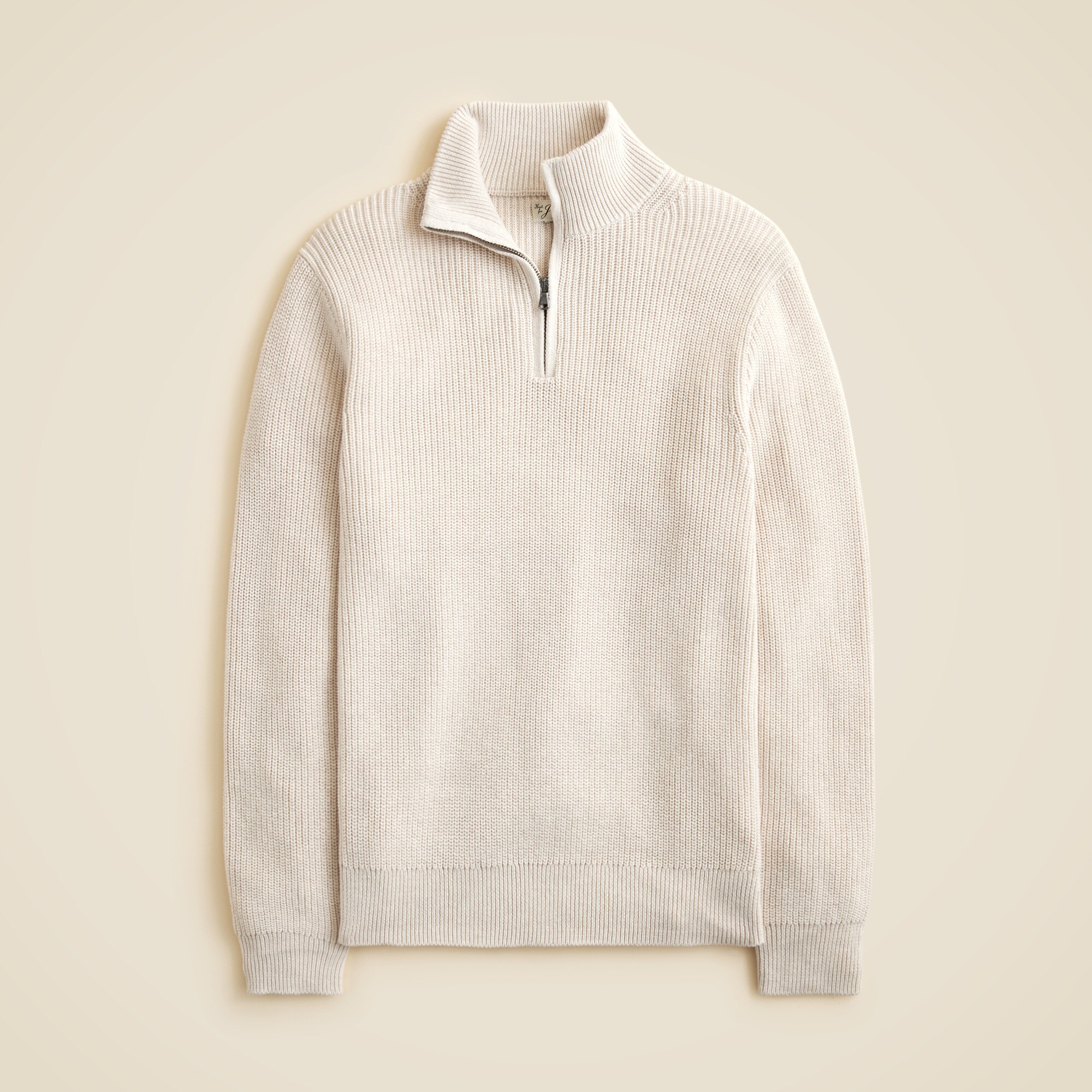 Heritage cotton ribbed half-zip sweater