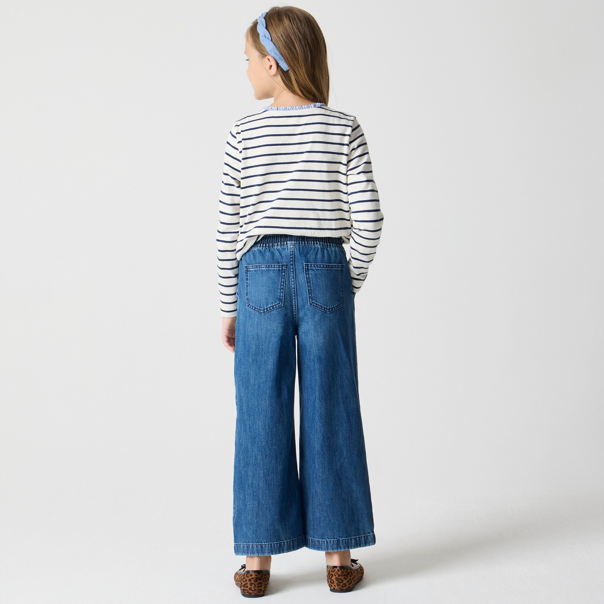Girls' wide-leg drawstring jean